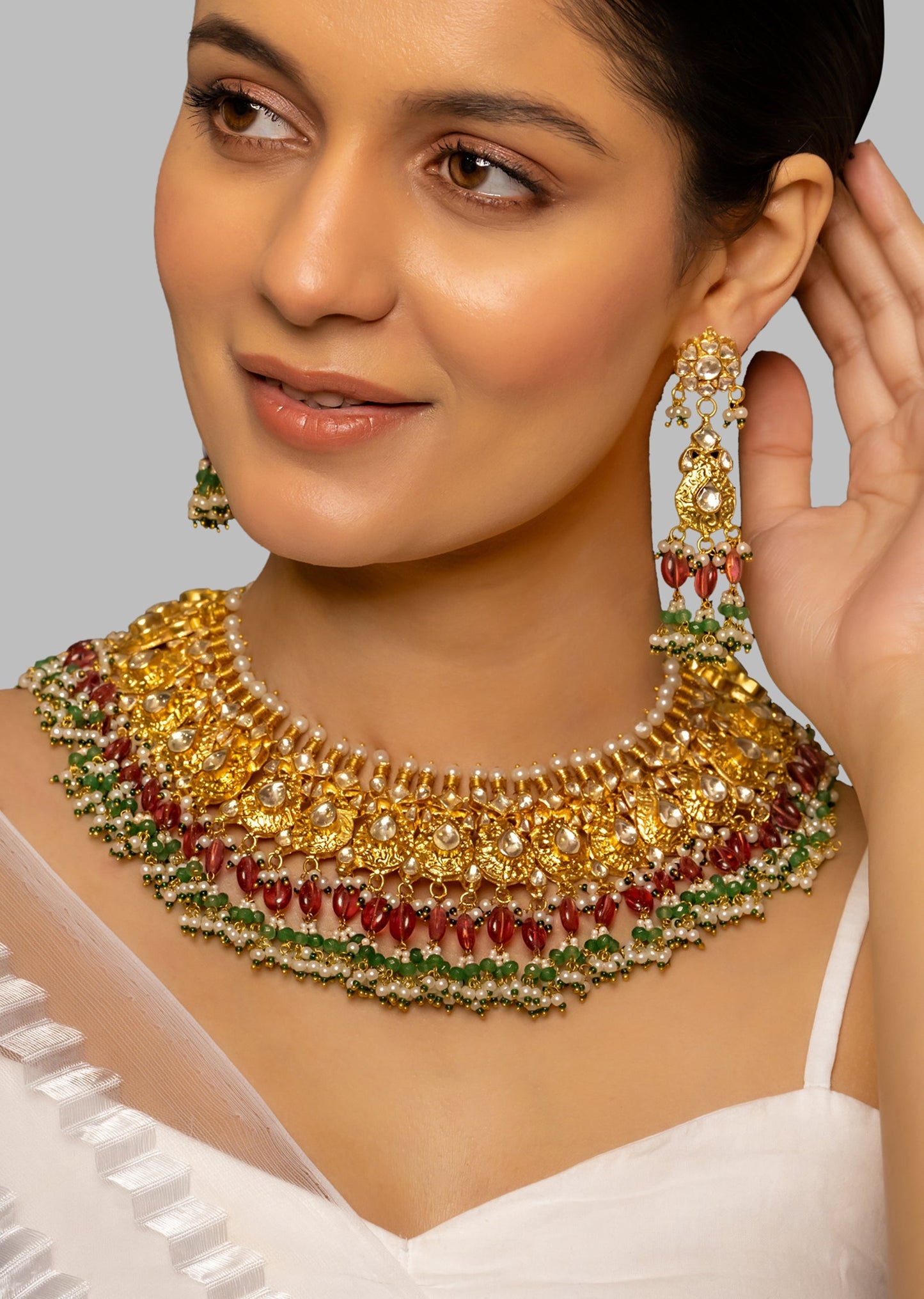 Multi Coloured Kundan Necklace Set