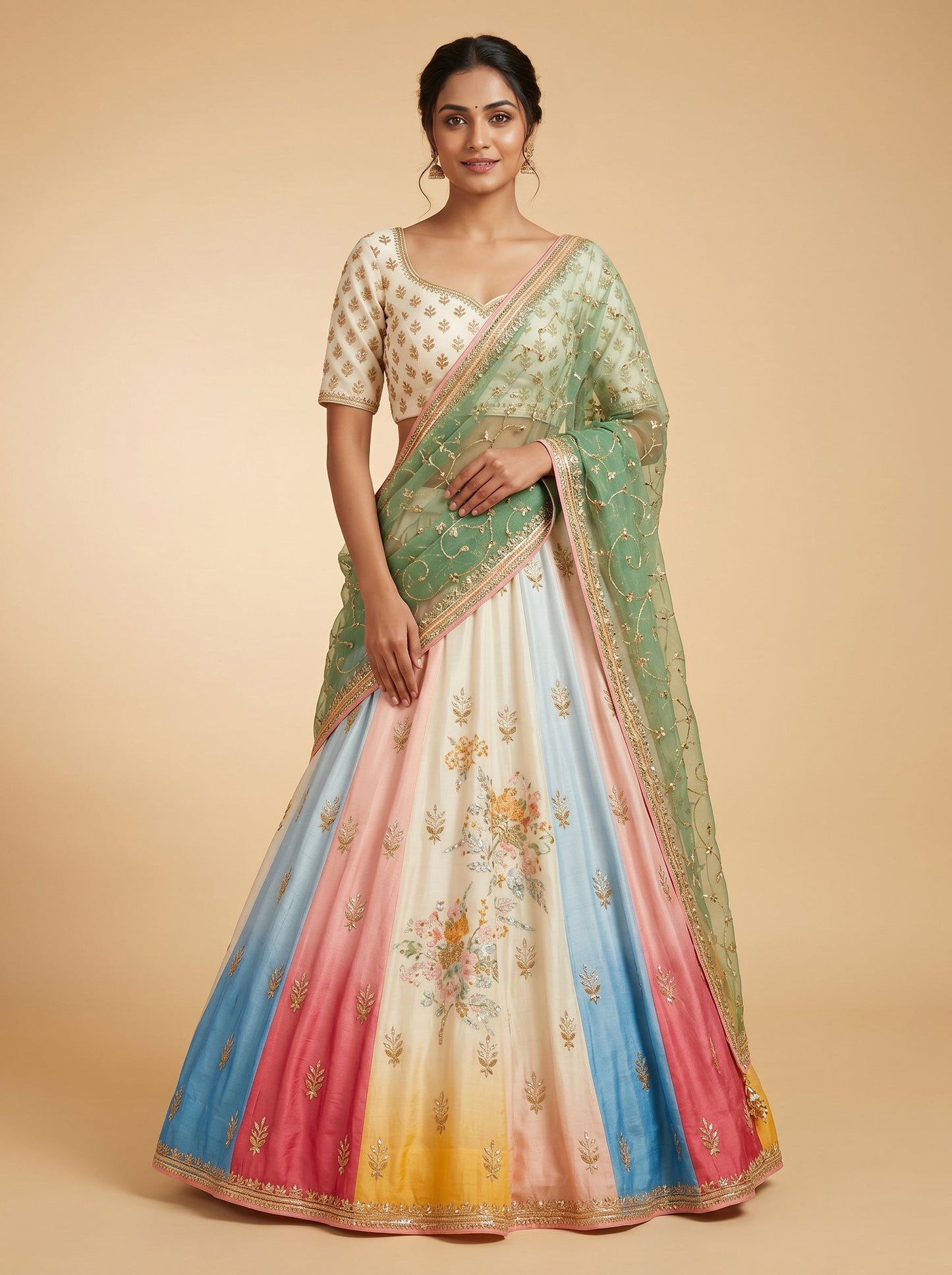 Multicolor Print Lehenga