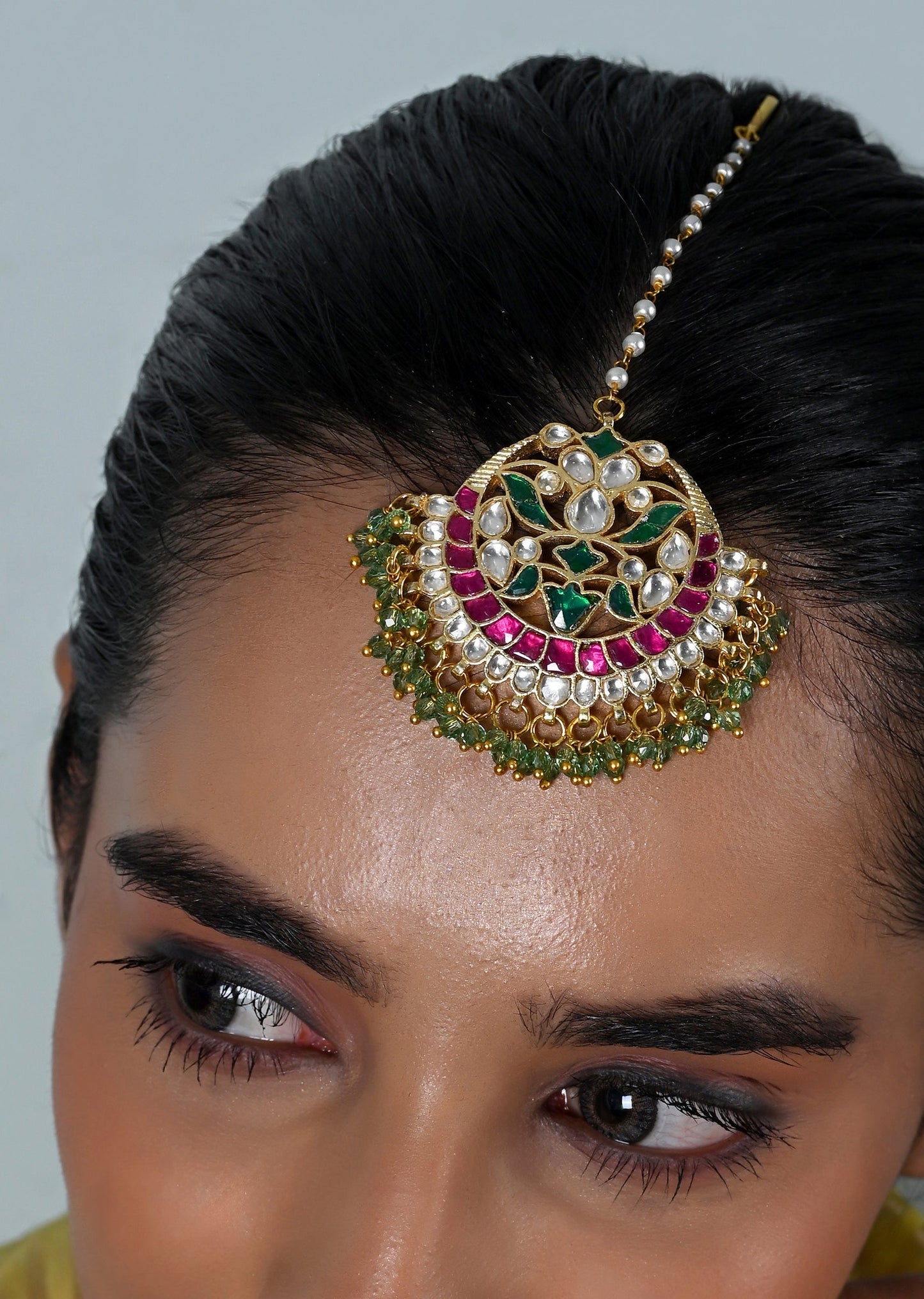 Multicolour Kundan Bridal Maang Tikka