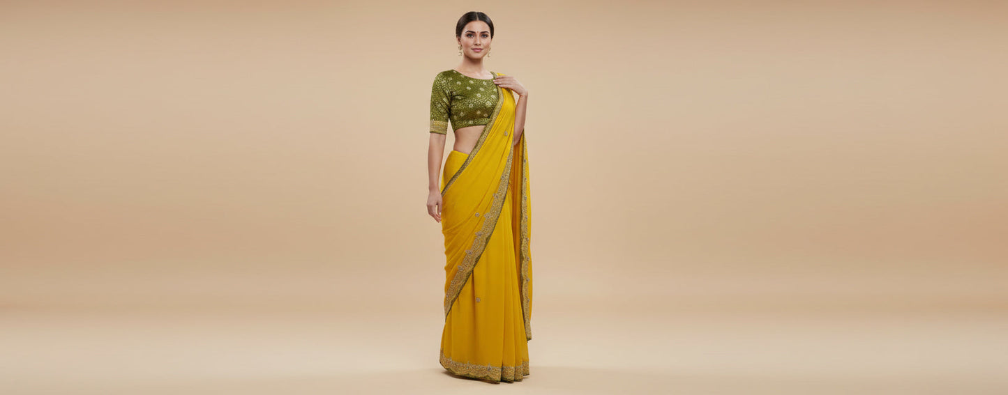 Mustard Sunny Embroidered Saree