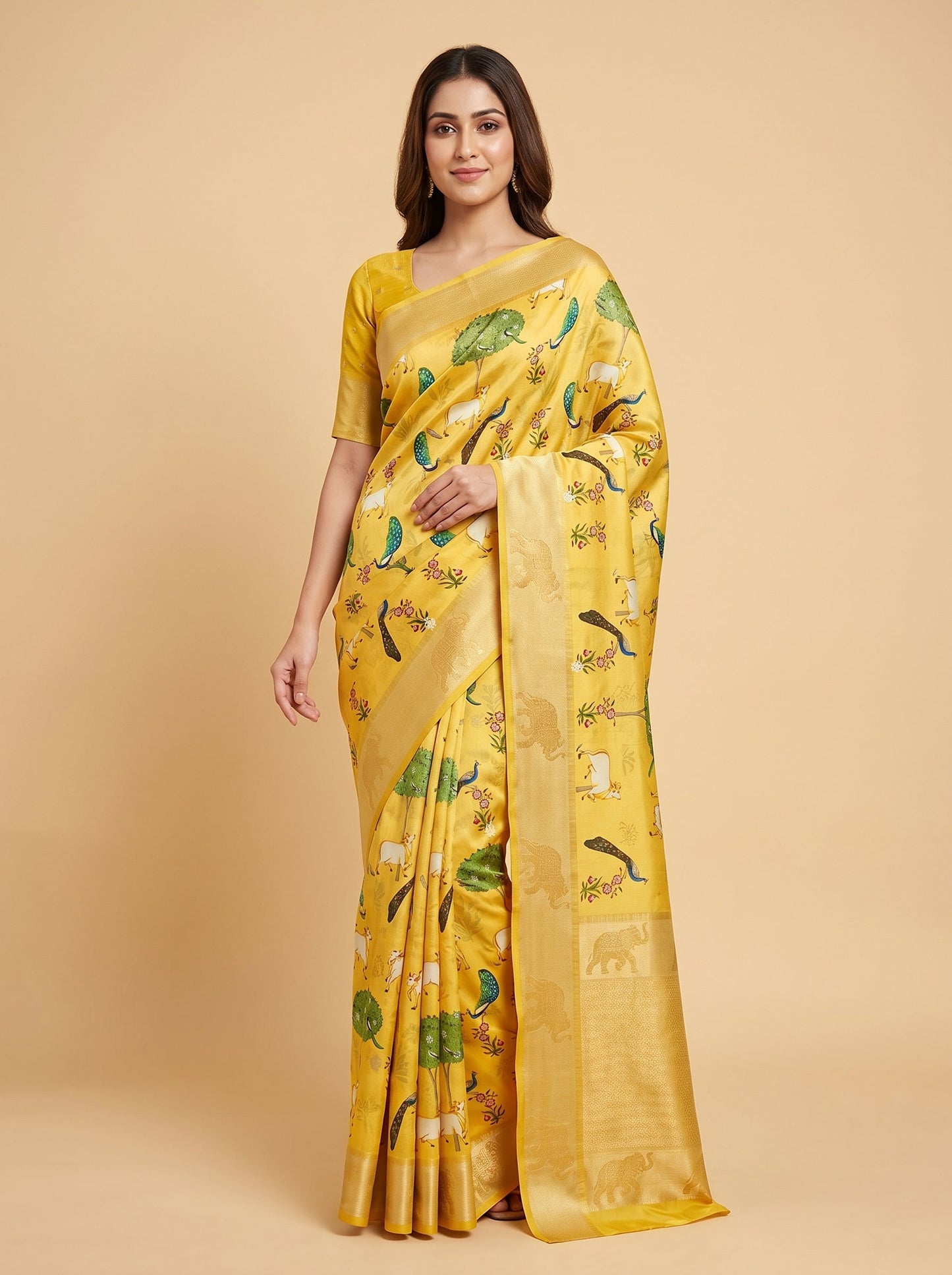 Mustard Handloom Saree with Sunny Glow Finish