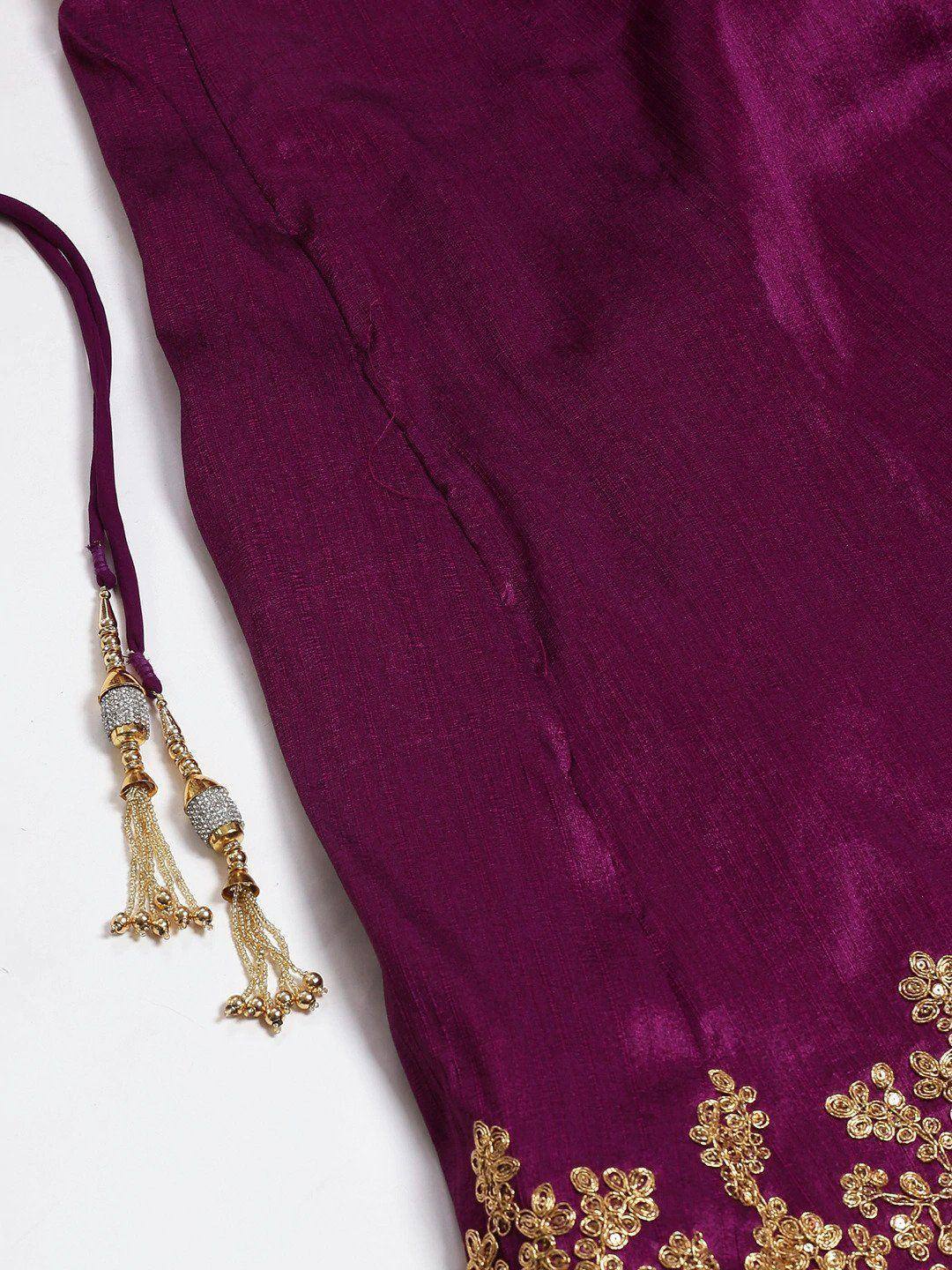 Tulsi Art Purple & Pink Semi-Stitched Myntra Lehenga & Unstitched Blouse With Dupatta