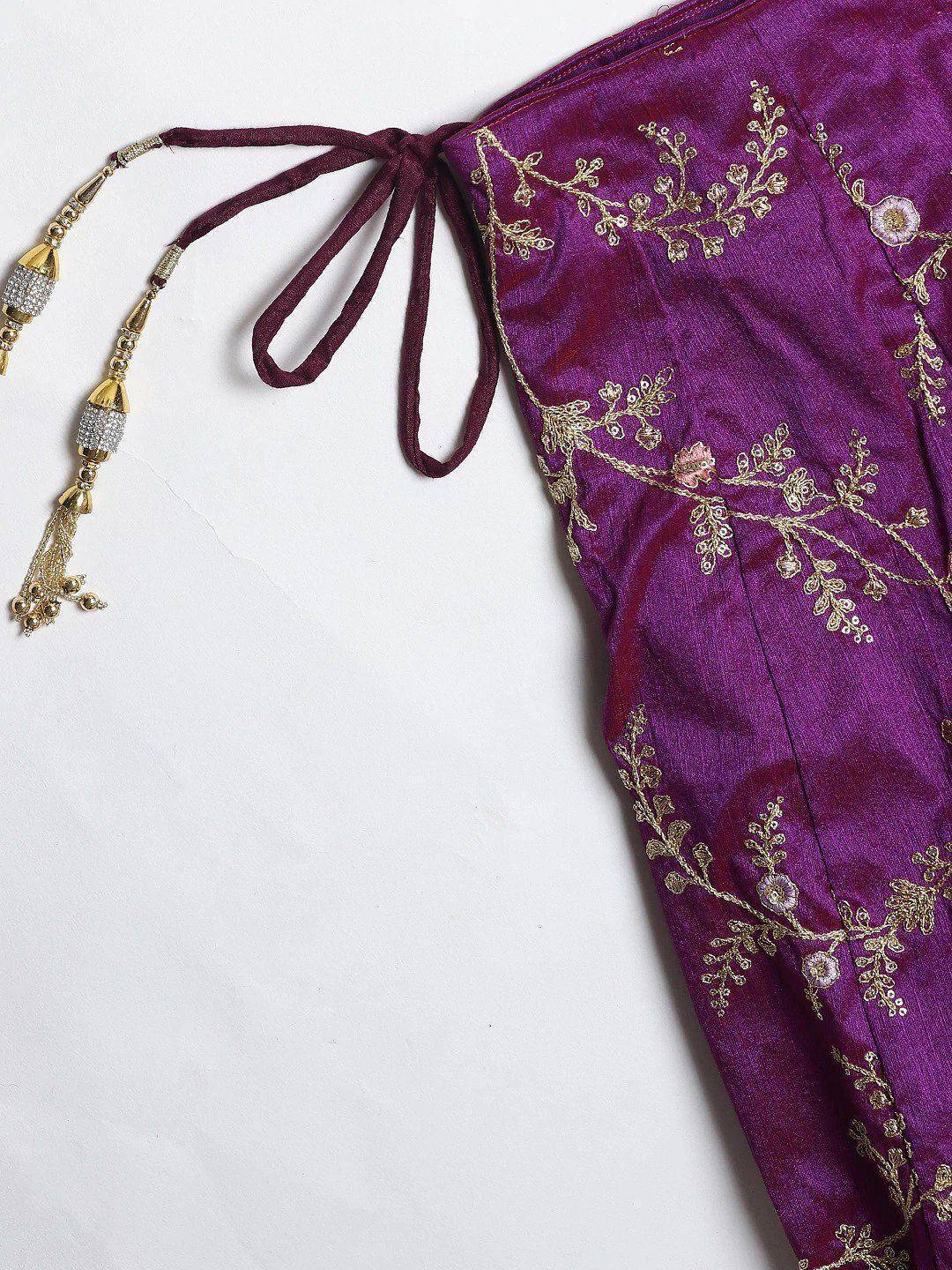 Tulsi Art Purple Semi-Stitched Myntra Lehenga & Unstitched Blouse With Dupatta