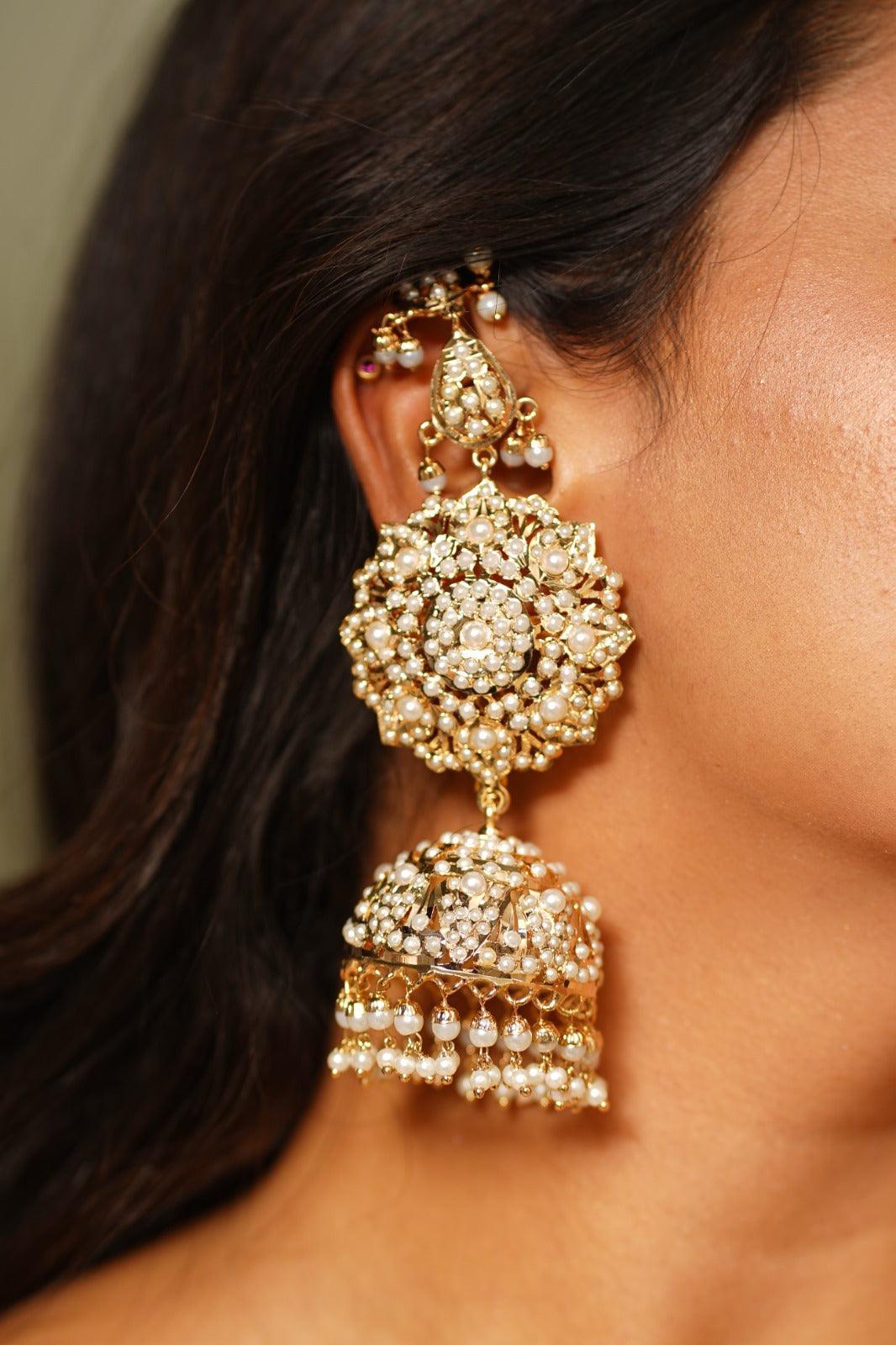 Nasim Big Oversized Jadaau Jhumka with Kannauti