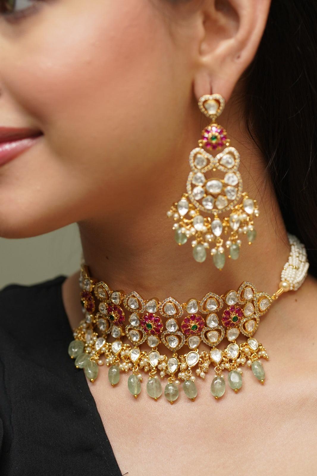 Navina Moissanite Polki Choker Set