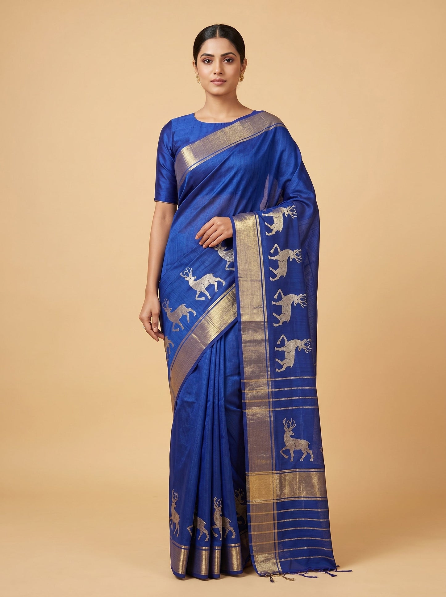 Navy Blue Elegance Handloom Saree