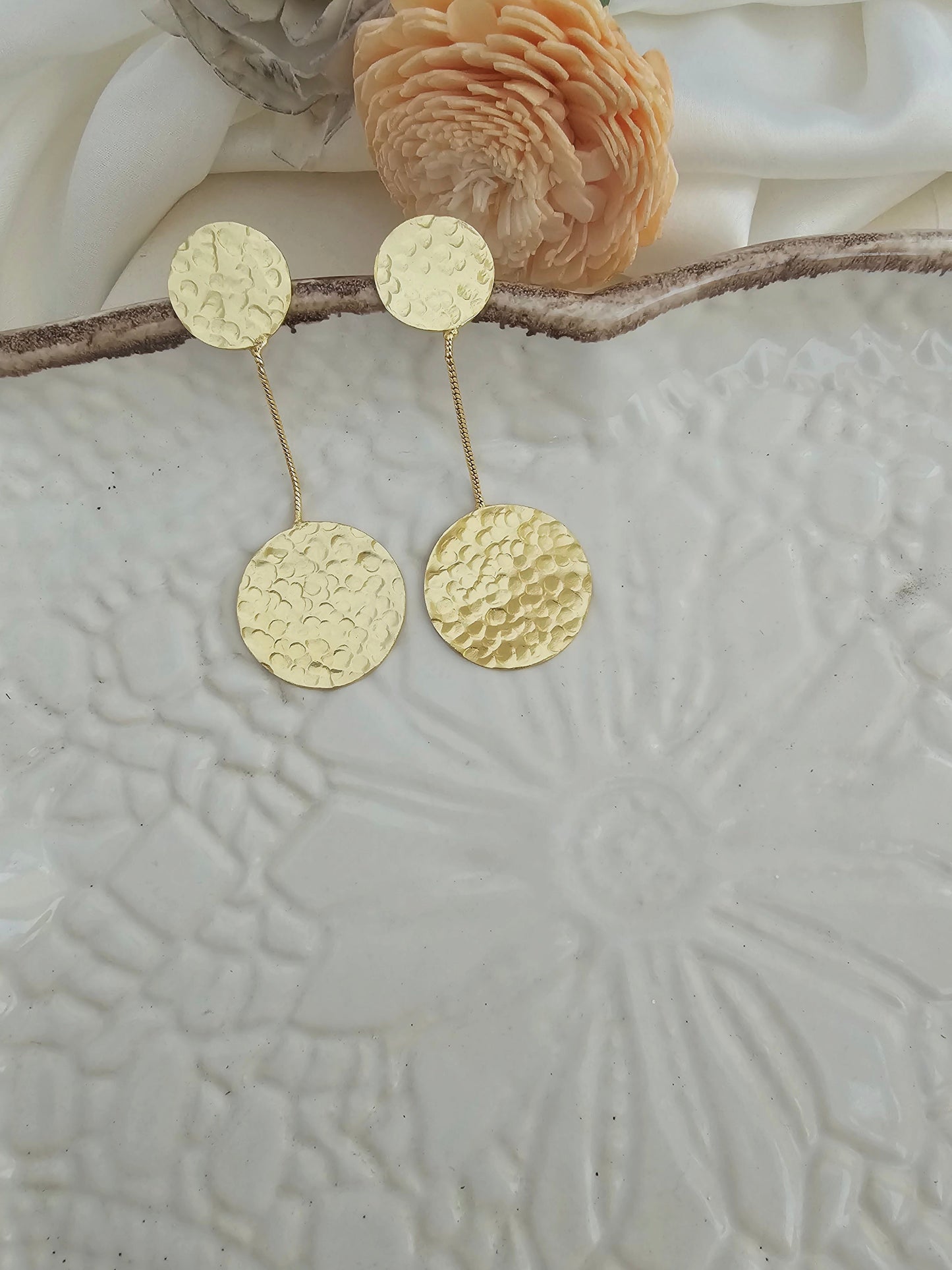 Golden Hanging Circle Drop Earrings