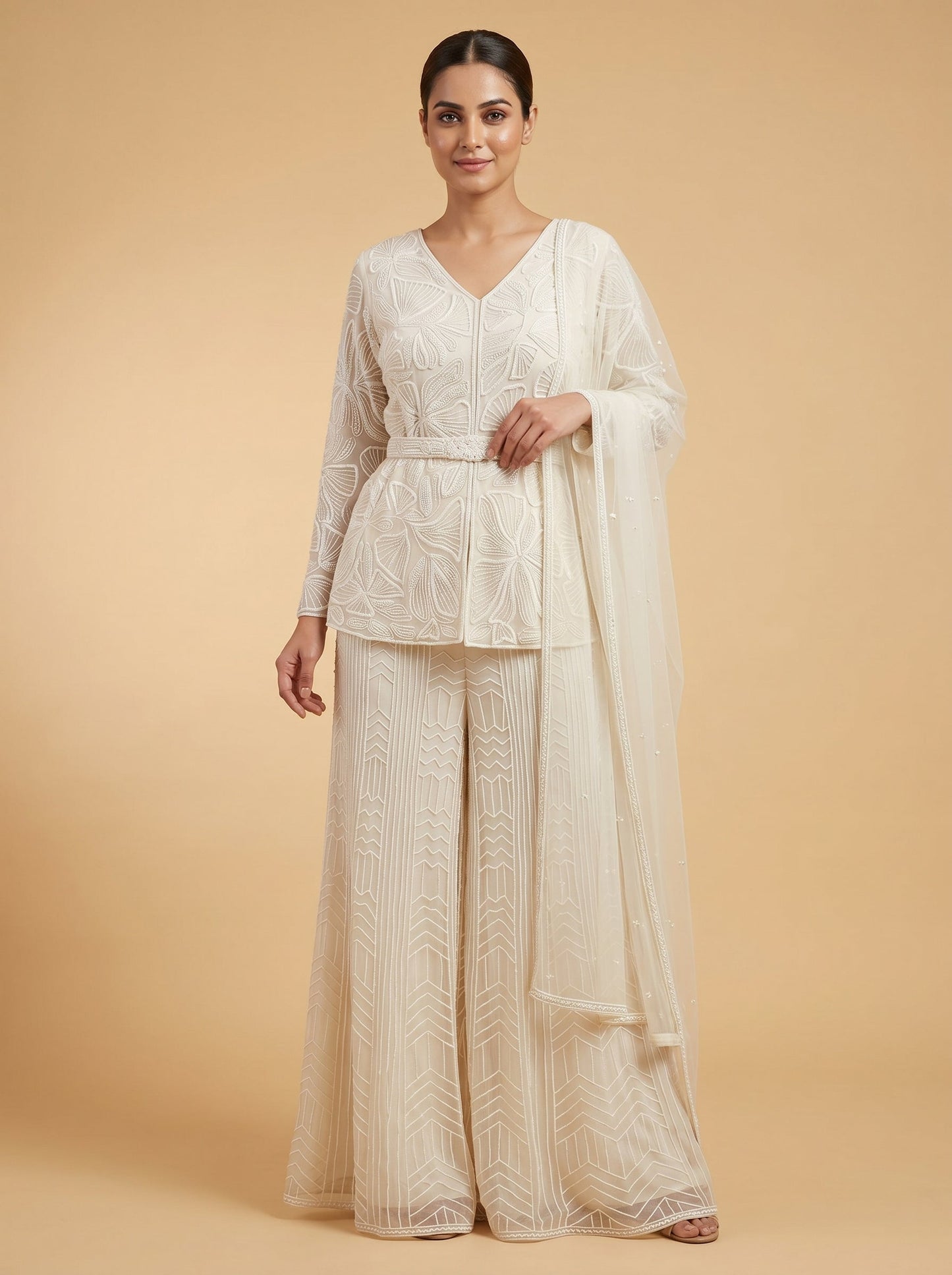 Off-White Glow Sharara Set