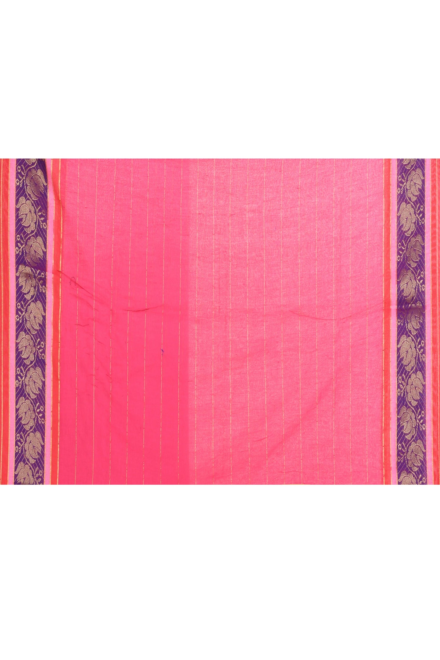 Piyari Fashion Women's Rani Pink Embellished Zari Border Cotton Saree