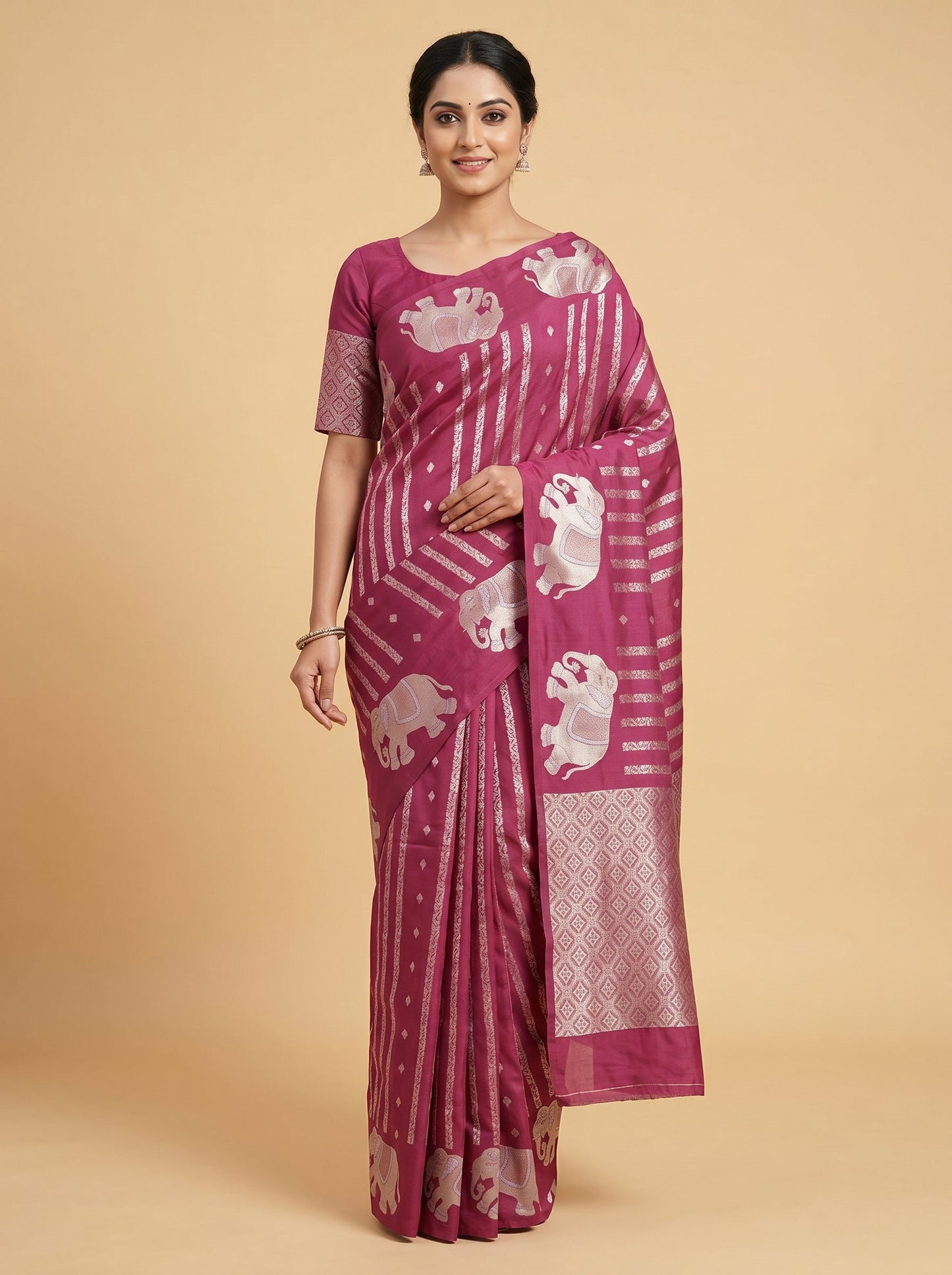 Onion Pink Blush Weave Handloom Saree