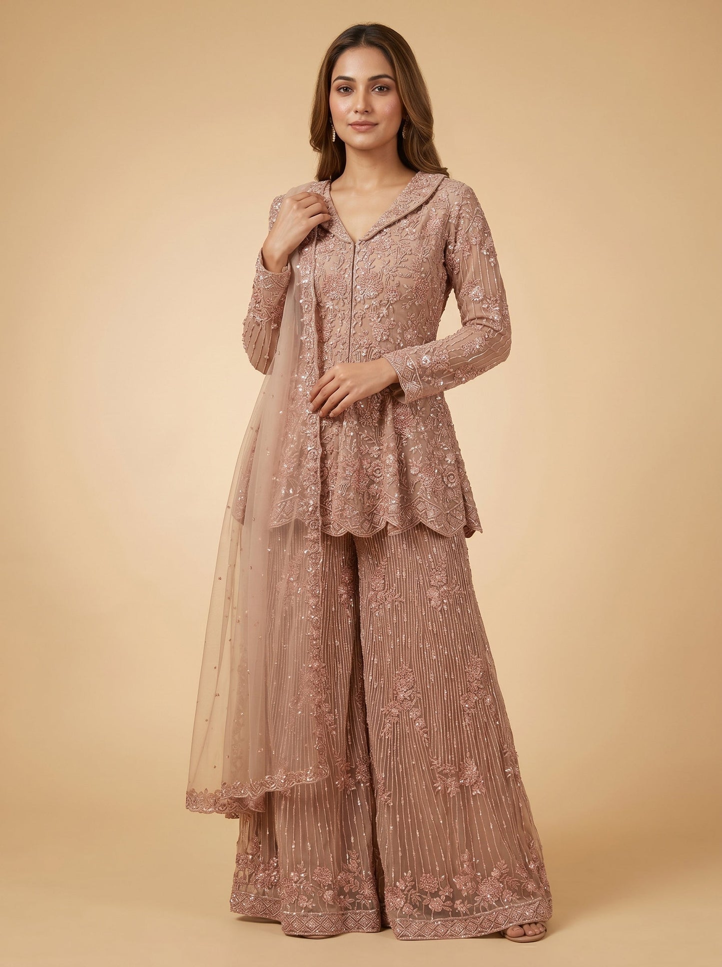 Onion Pink Embroidery Suit
