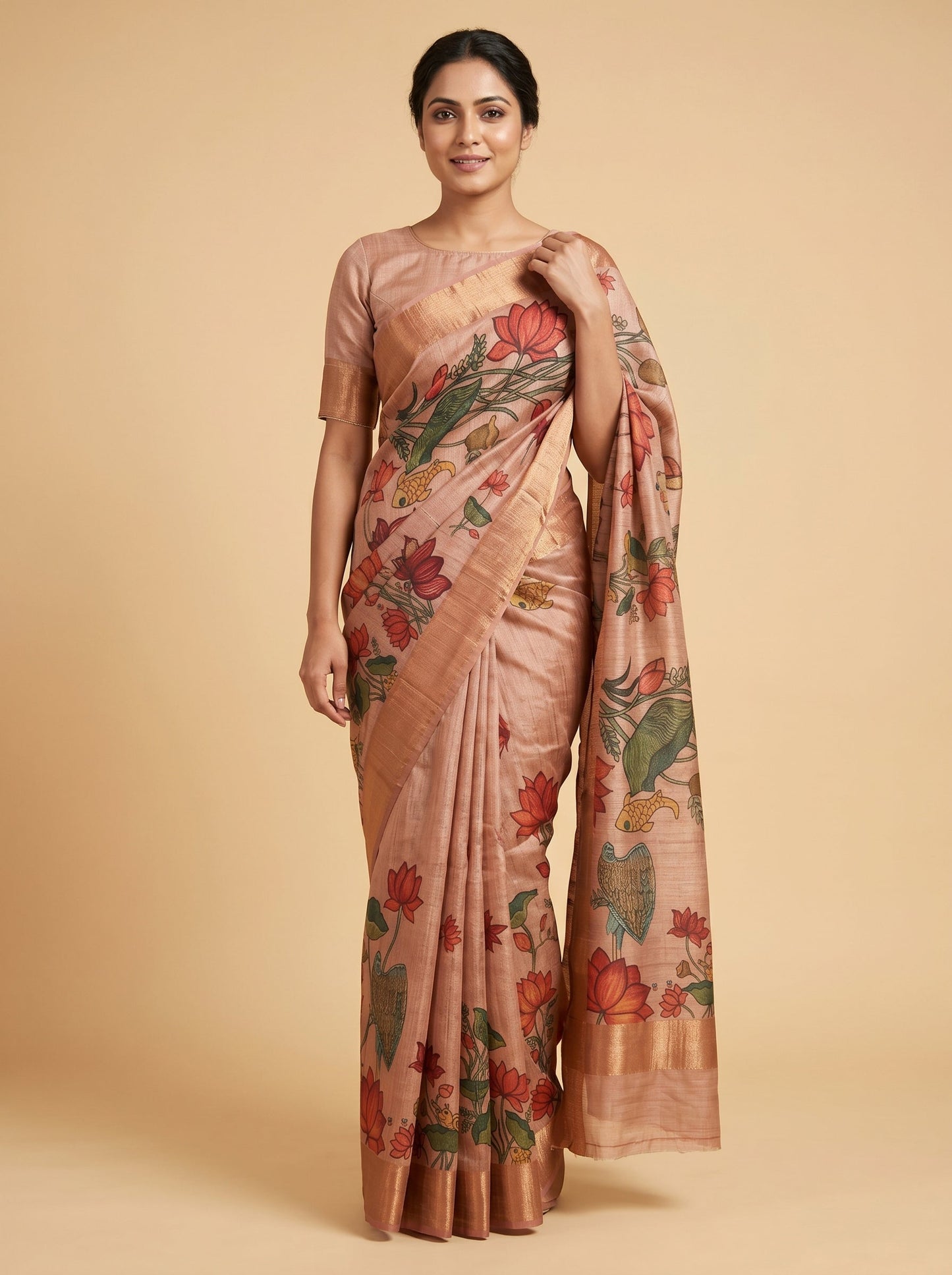Onion Pink Muted Handloom Saree