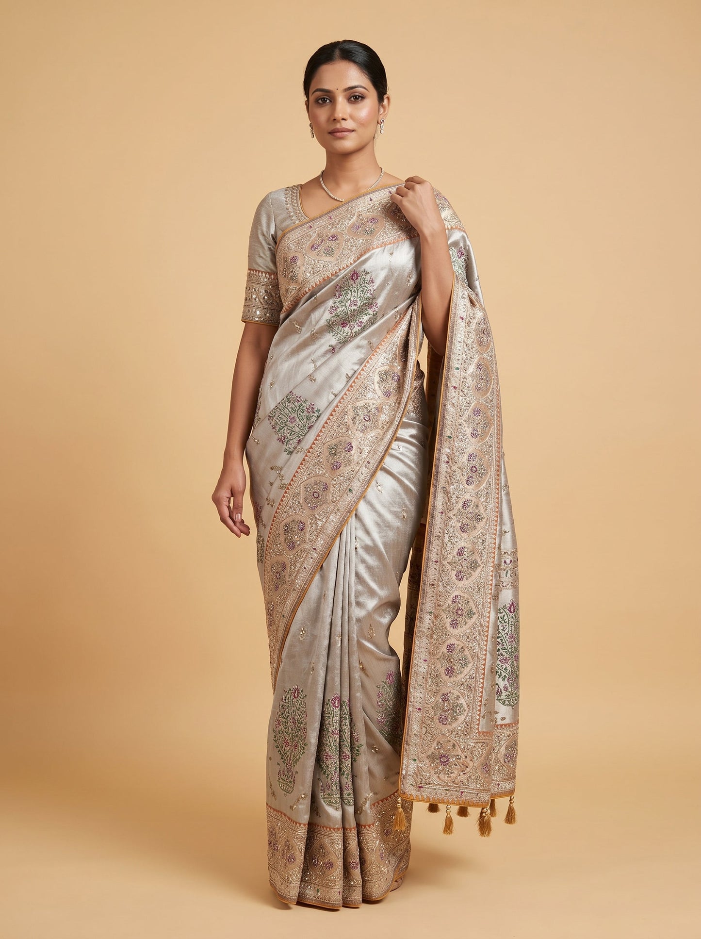 Orange Amber Glow Embroidered Saree
