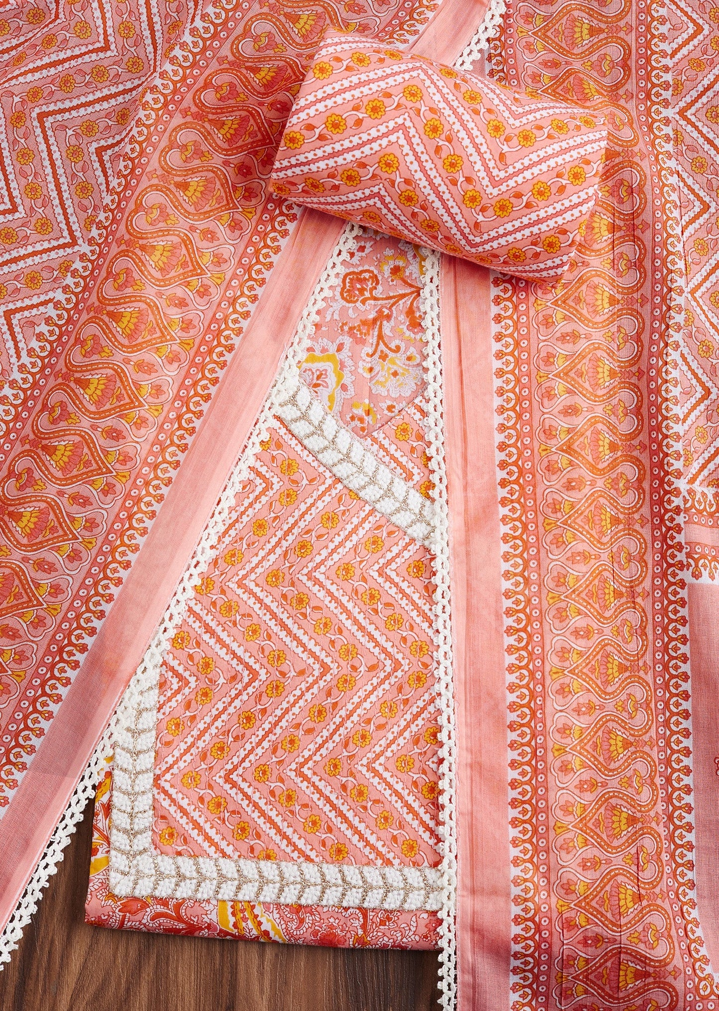 Orange Cotton Suit Set