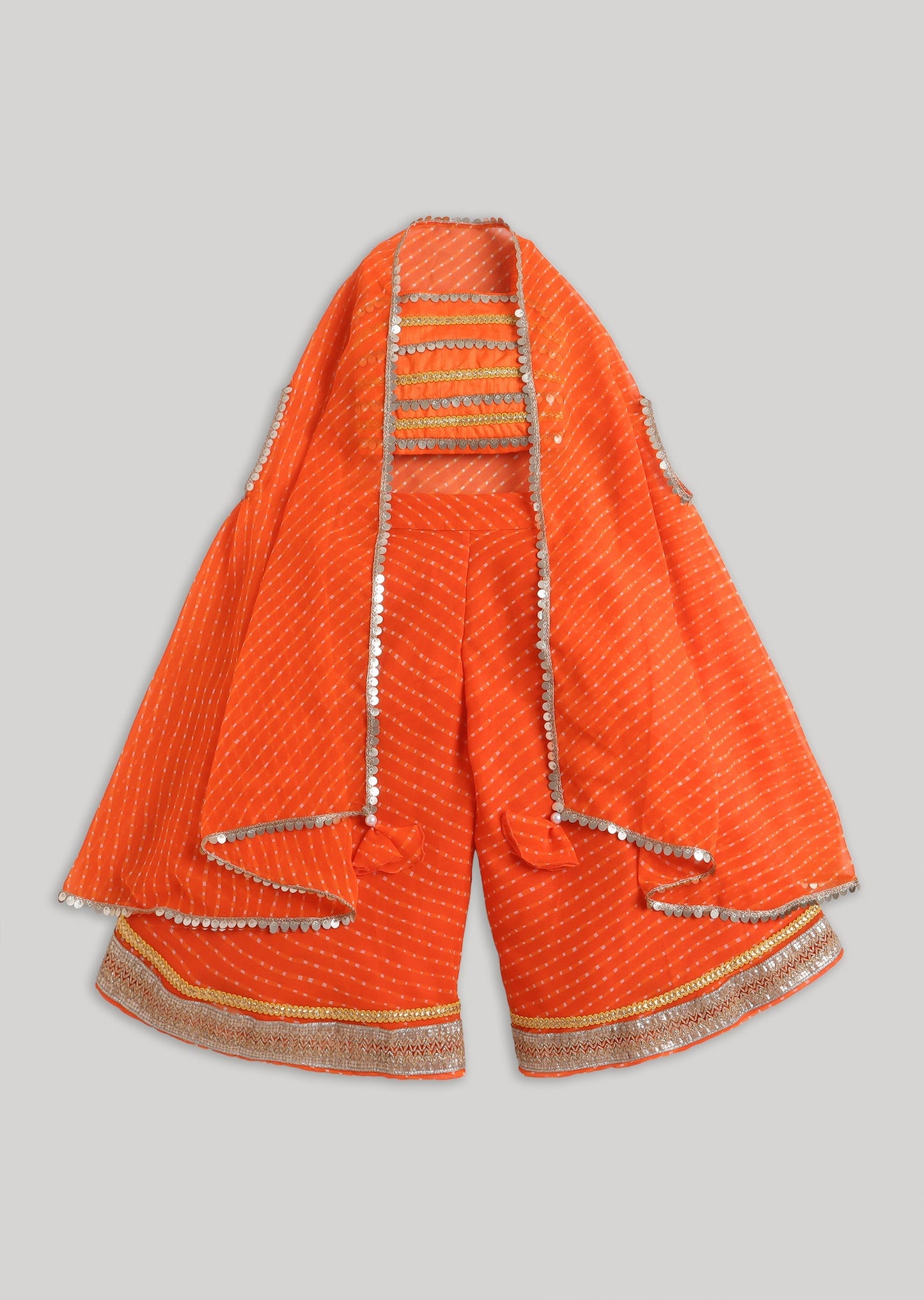 Orange Embroidered Salwar Kameez Set with Jacket