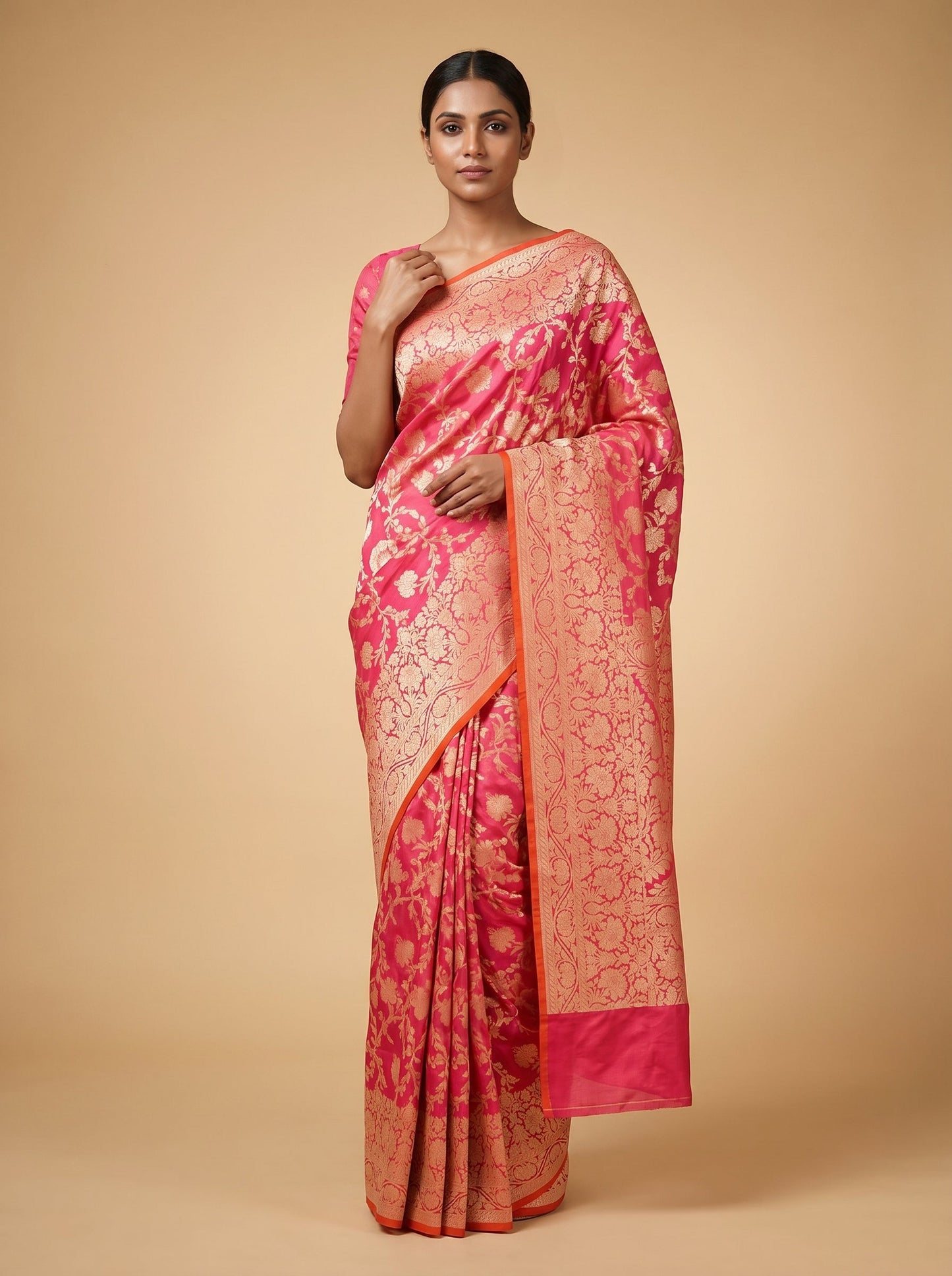 Orange Handloom Saree with Vibrant Hue