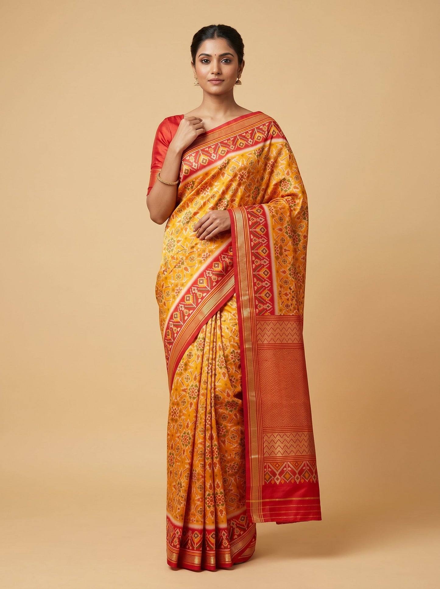 Orange Playful Handloom Saree