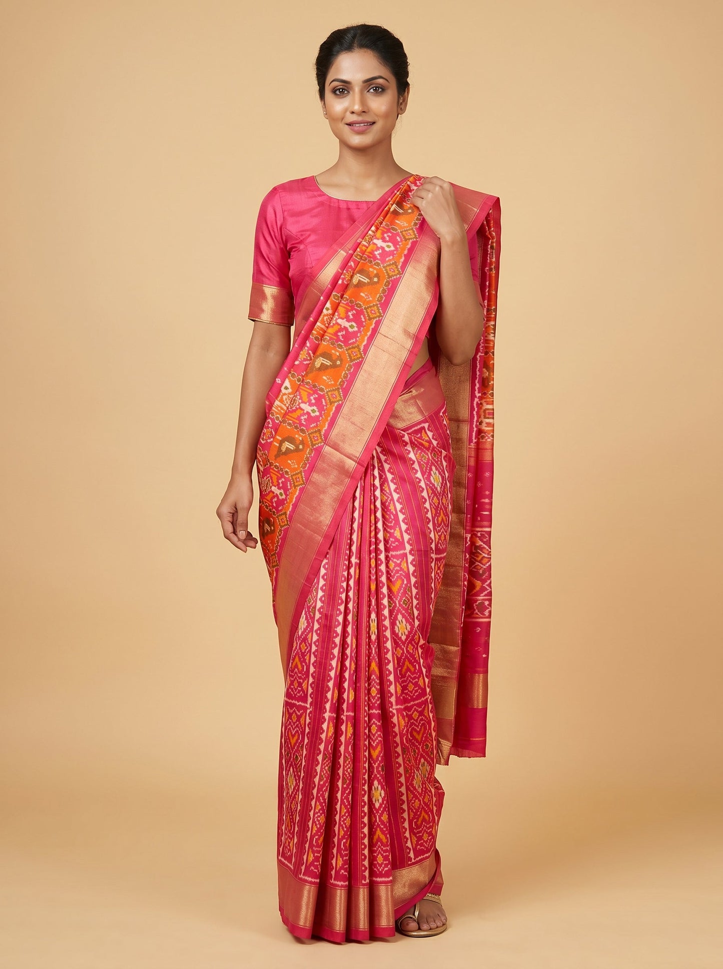 Orange Bright Loom Handloom Saree