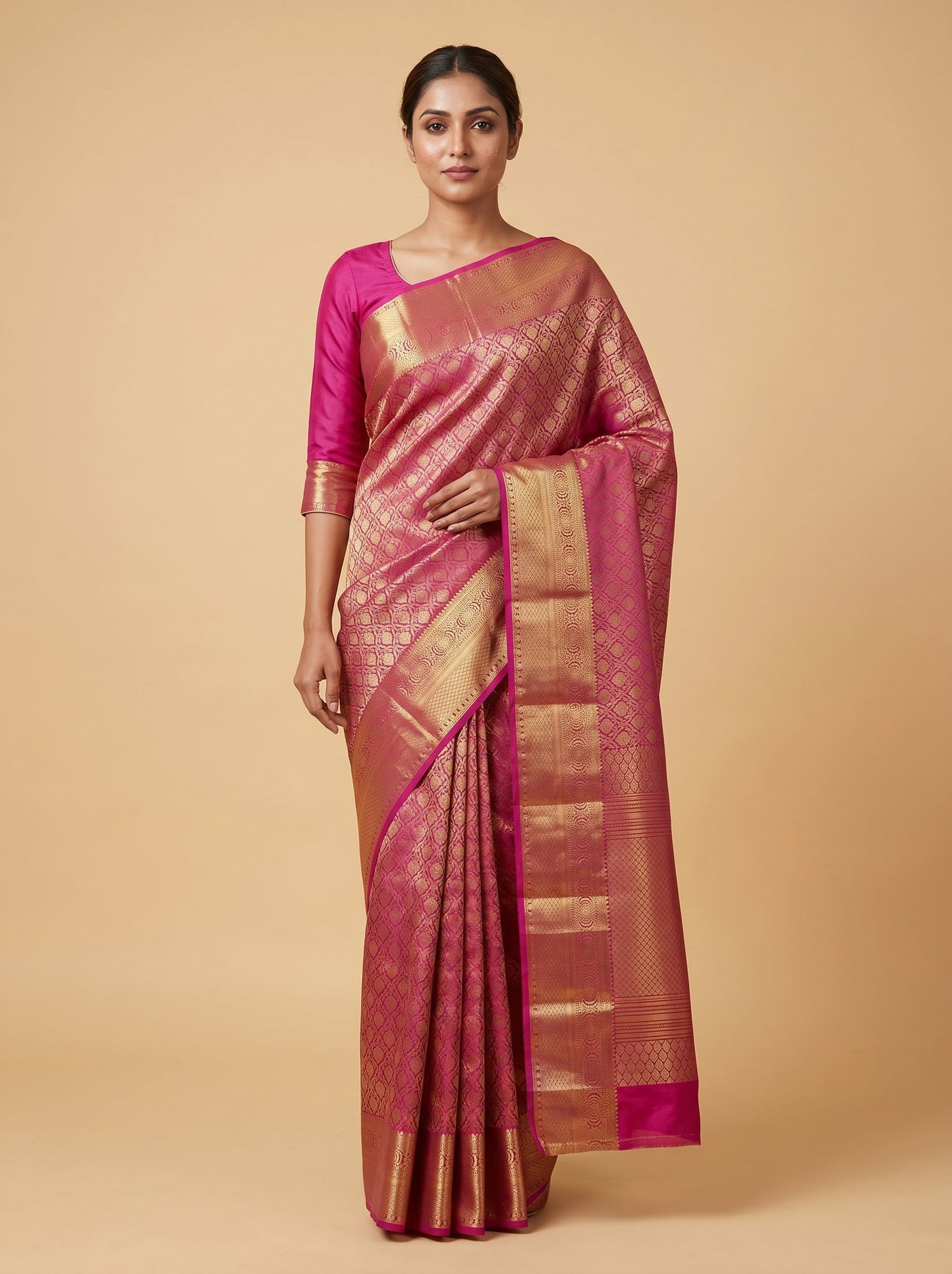 Orchid Magenta Pink Handloom Saree