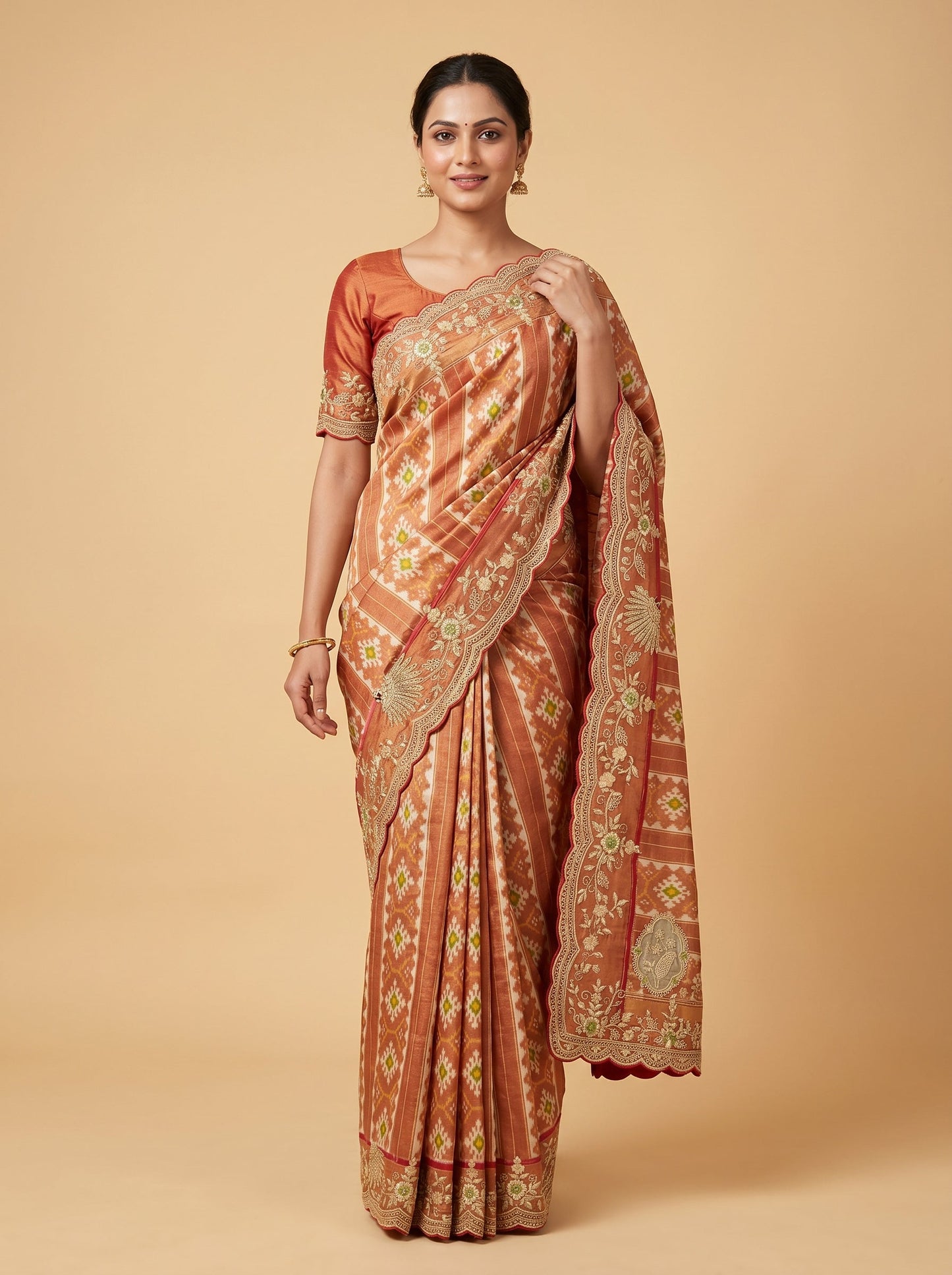 Pastel Grace Cream Embroidered Saree