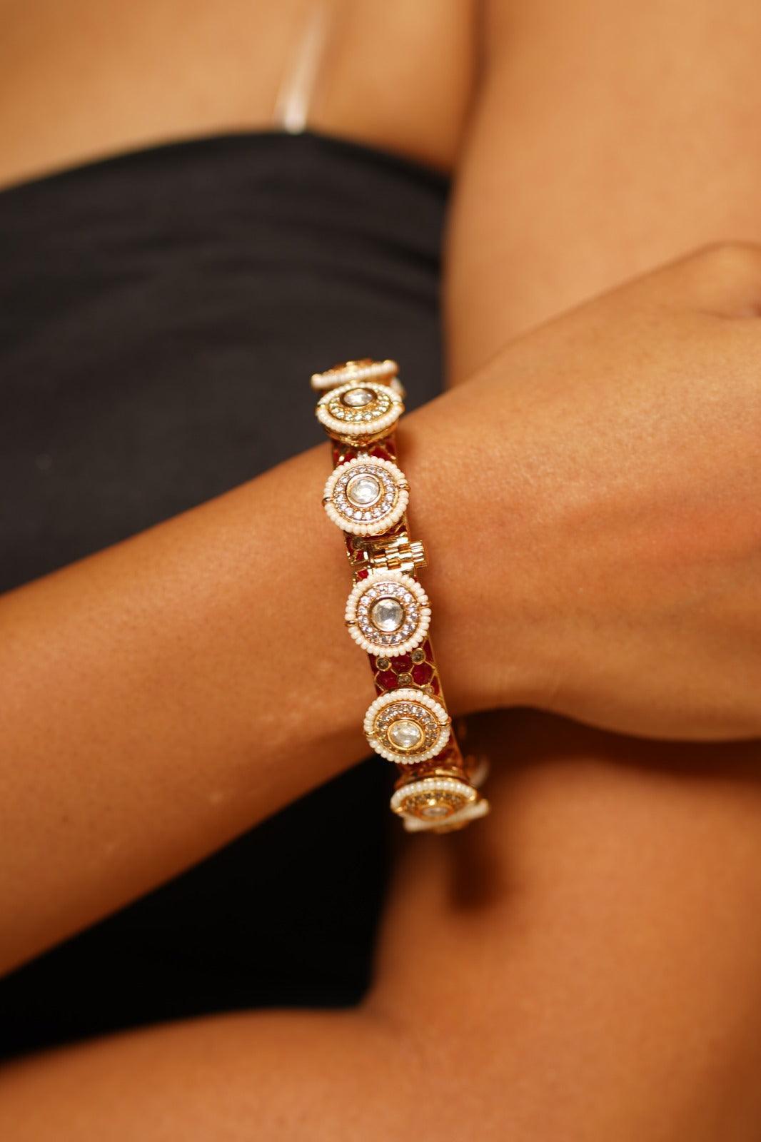 Pattabi Gokhru Meenakari Gold Kada Bangle