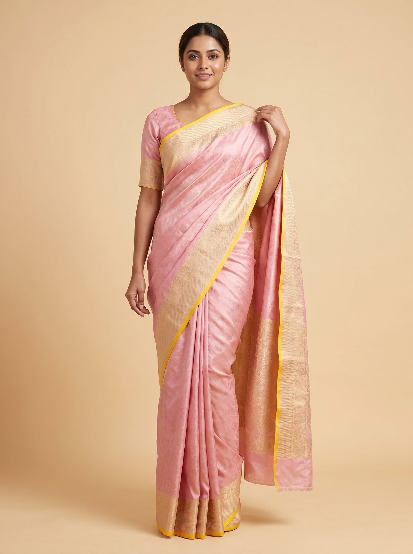 Peach Gentle Drape Handloom Saree