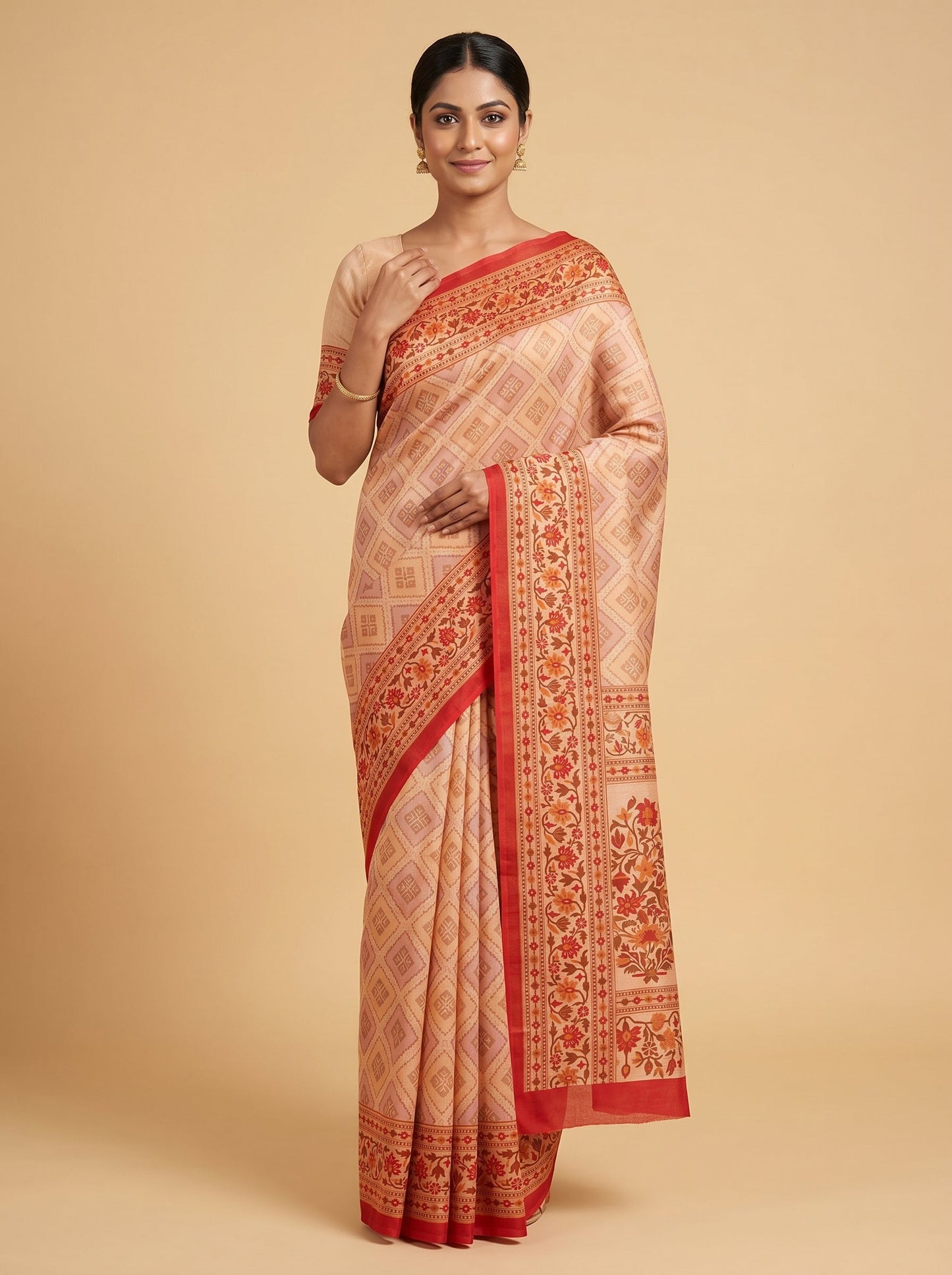 Peach Handloom Saree with Soft Movement