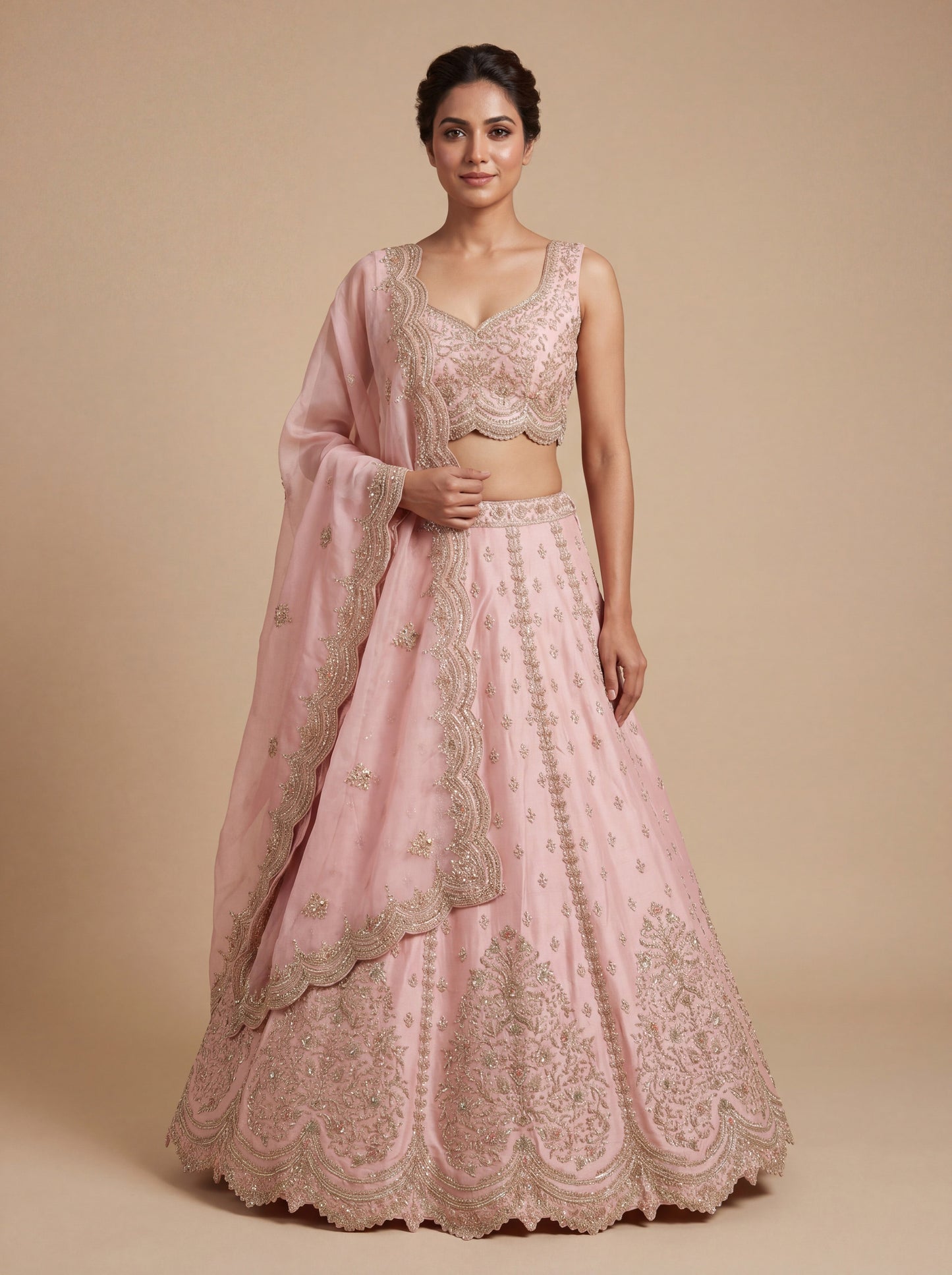 Peach Heritage Bridal Lehenga
