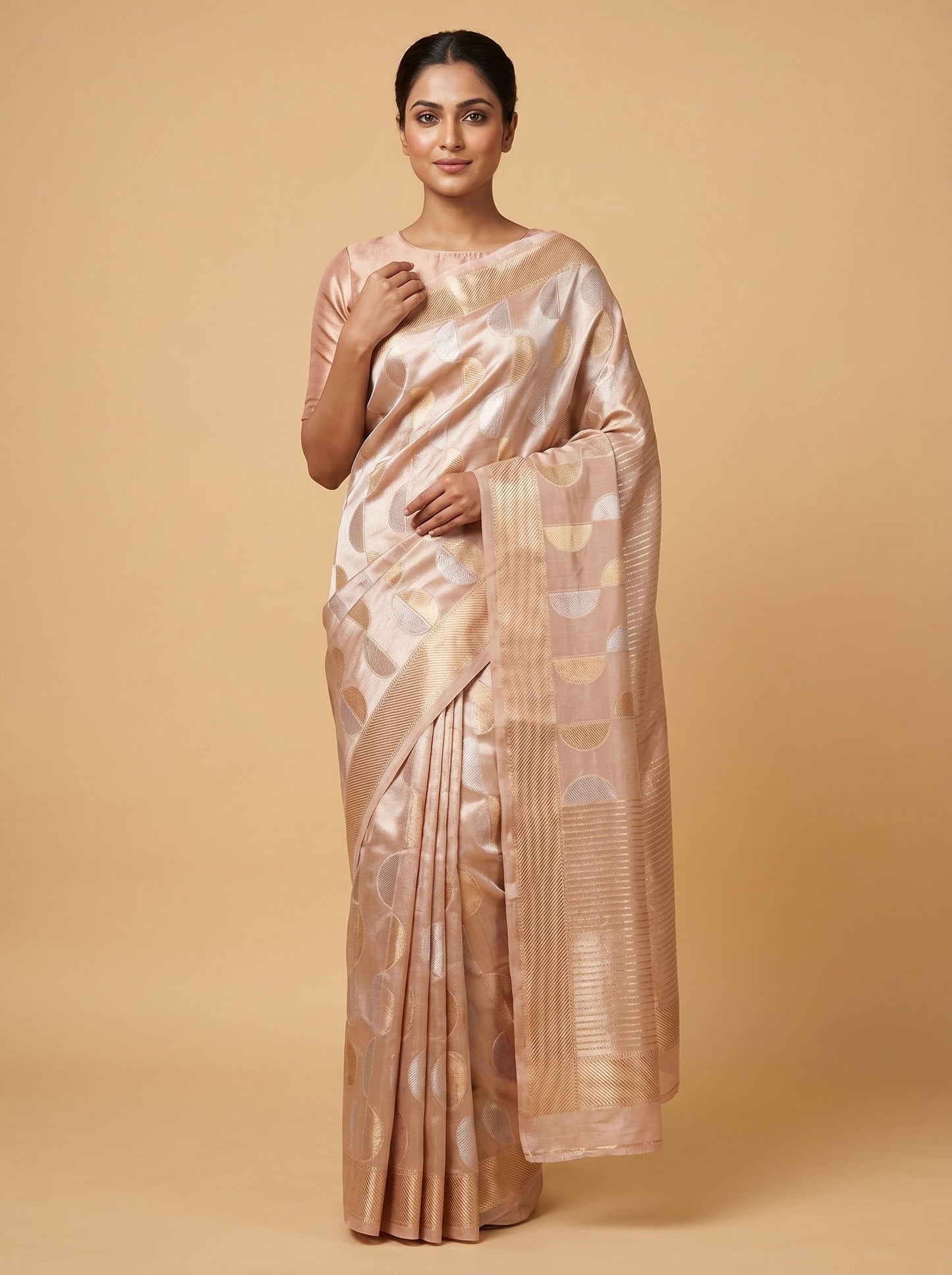 Peach Light Warmth Handloom Saree