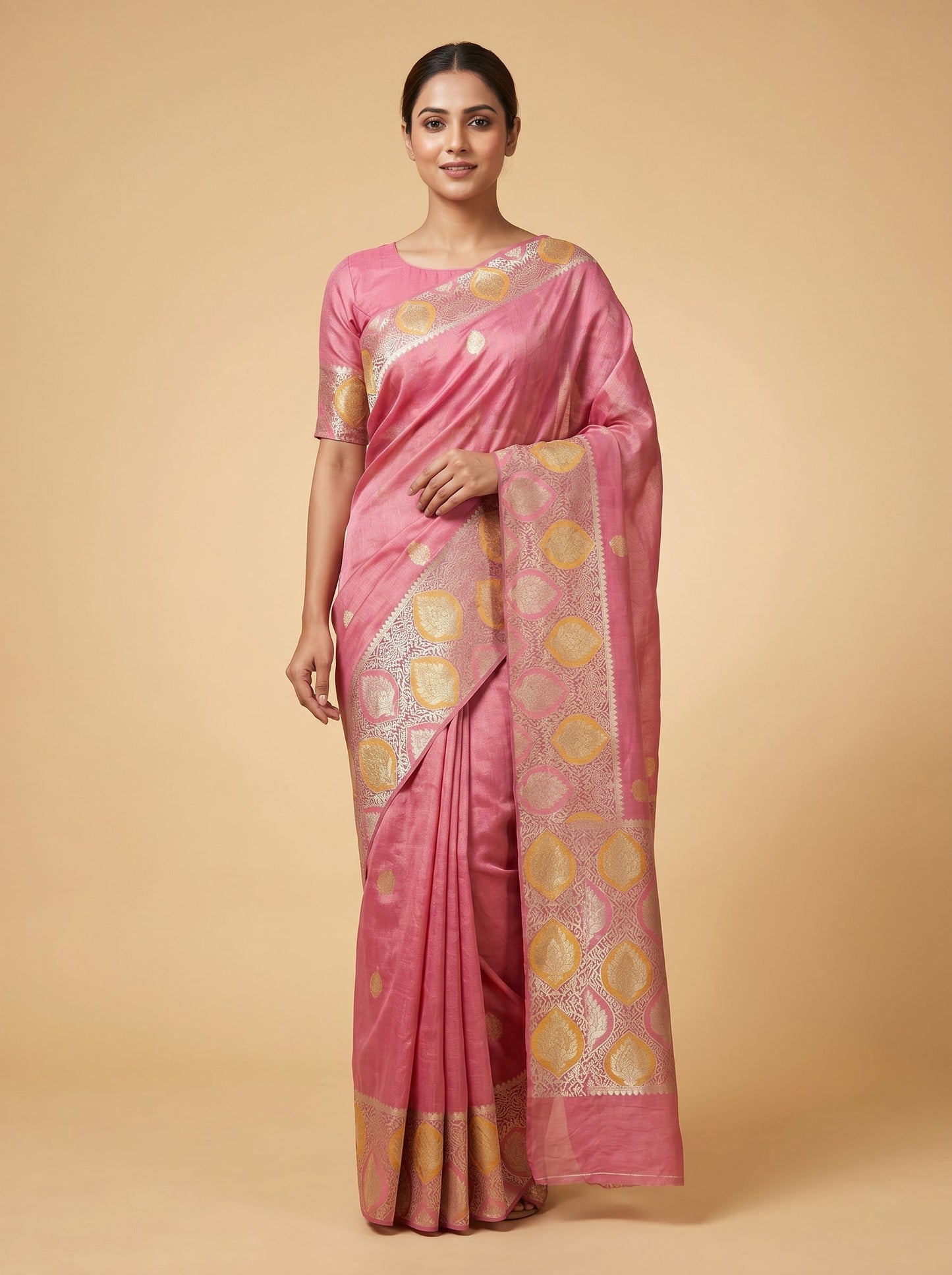 Peach Smooth Drape Handloom Saree