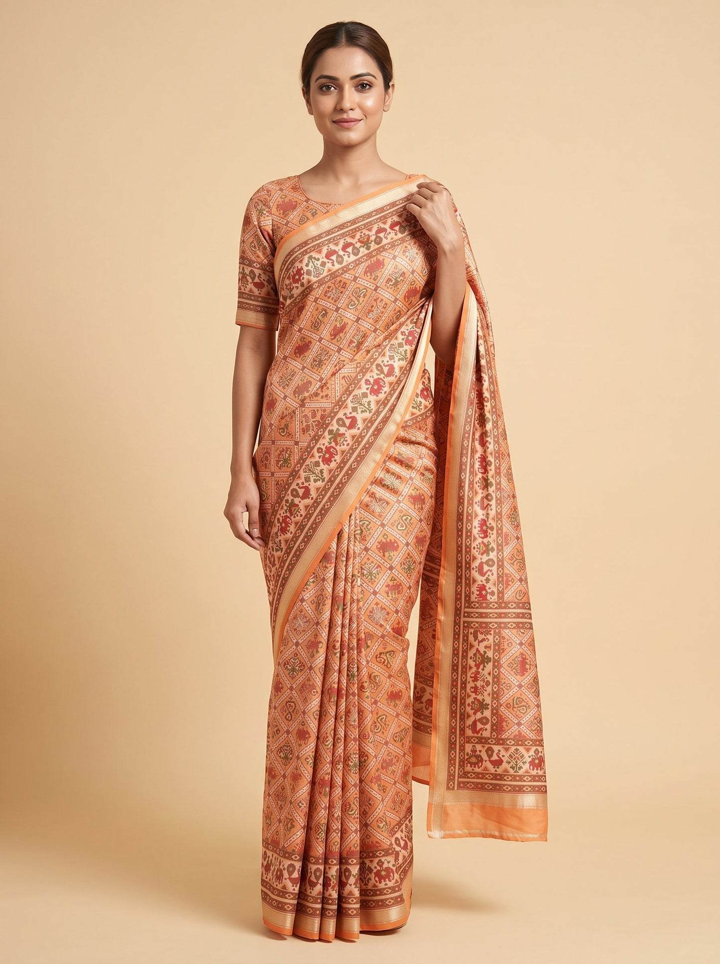 Peach Smooth Handloom Saree