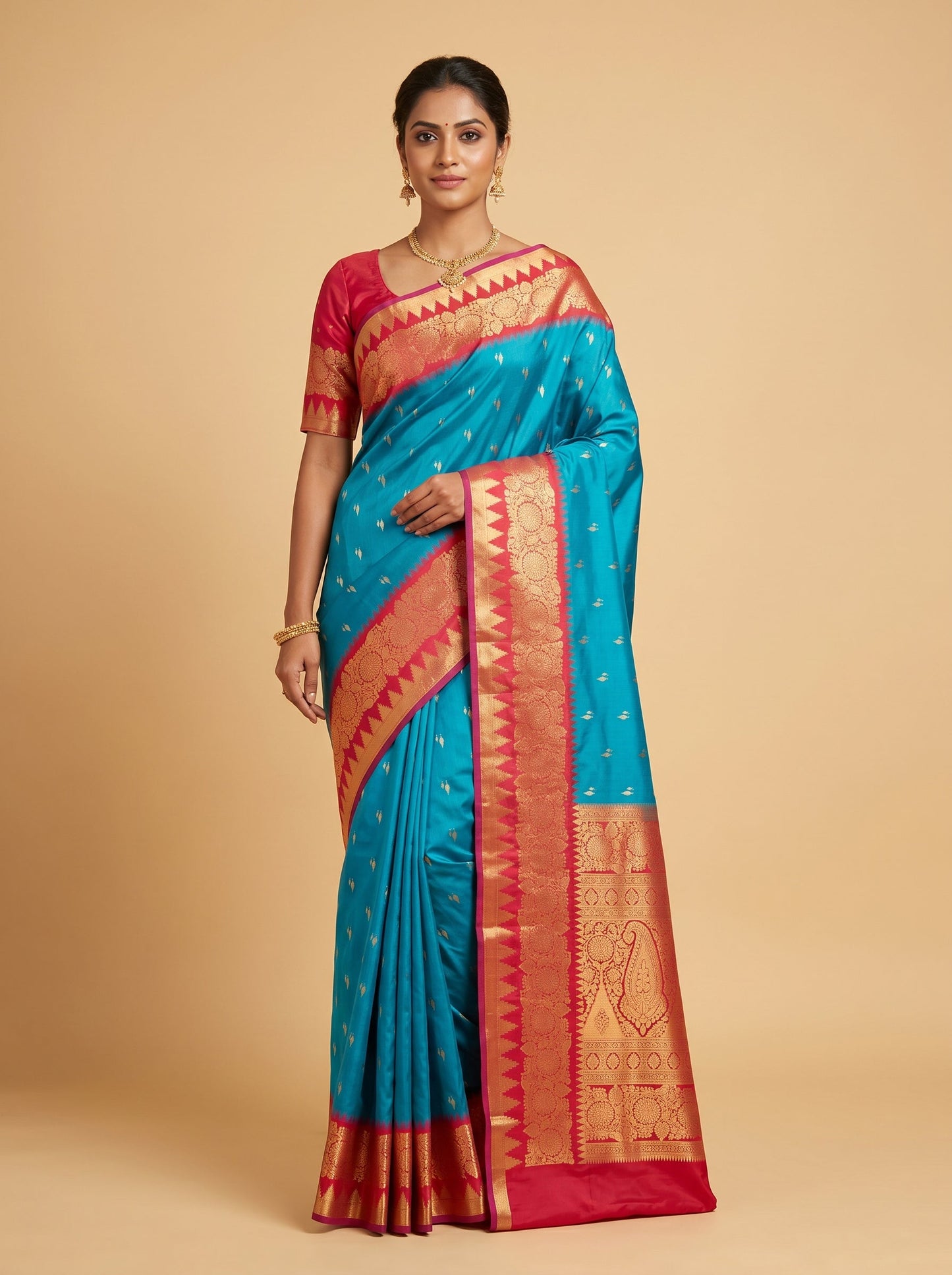 Peacock Blue Opulent Handloom Saree