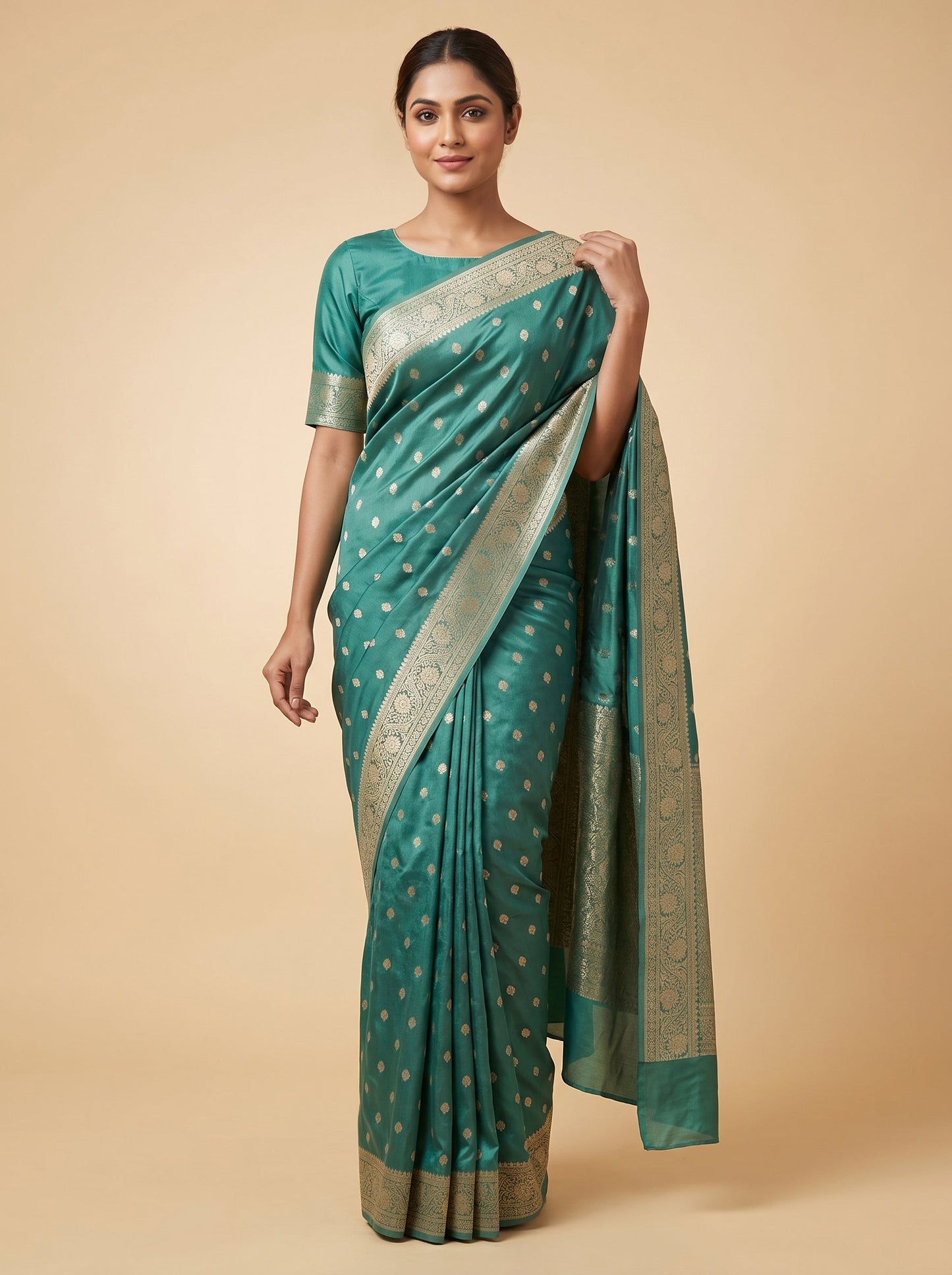Peacock Green Regal Plume Embroidered Saree