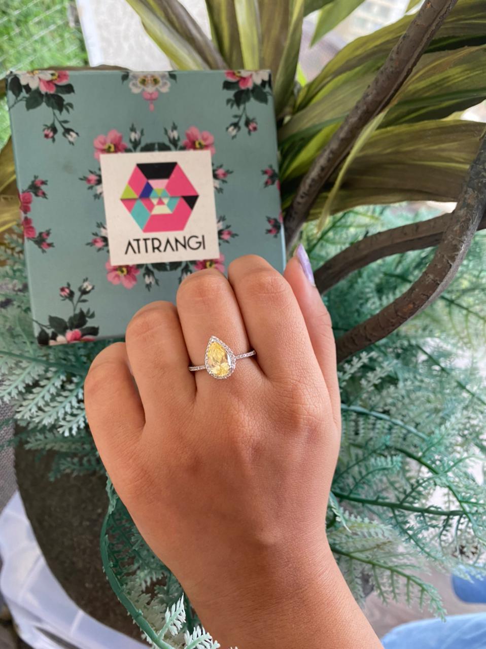 Pear Shaped Colored Solitaire Ring