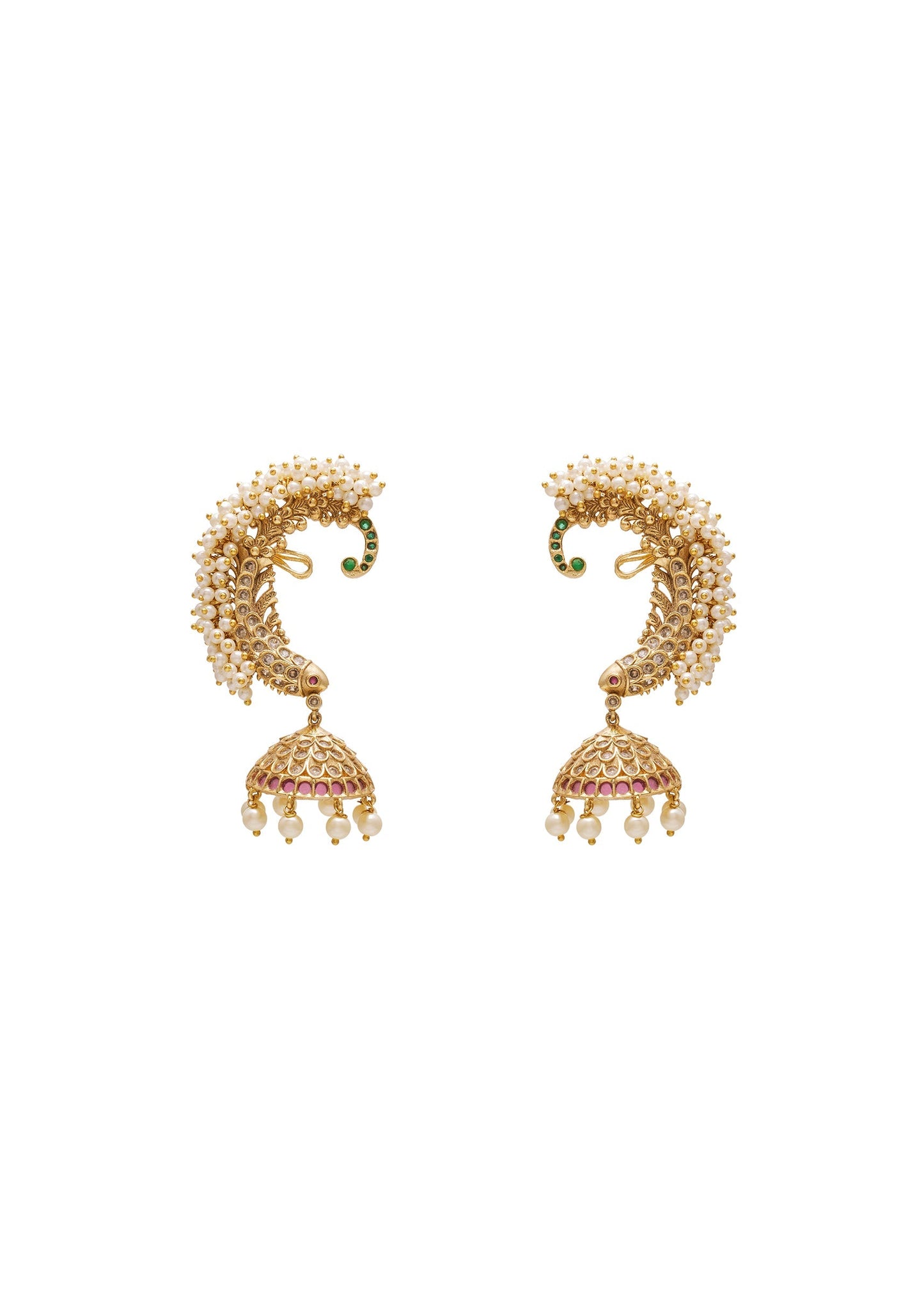 Pearl & Zirconia Jhumka Earrings