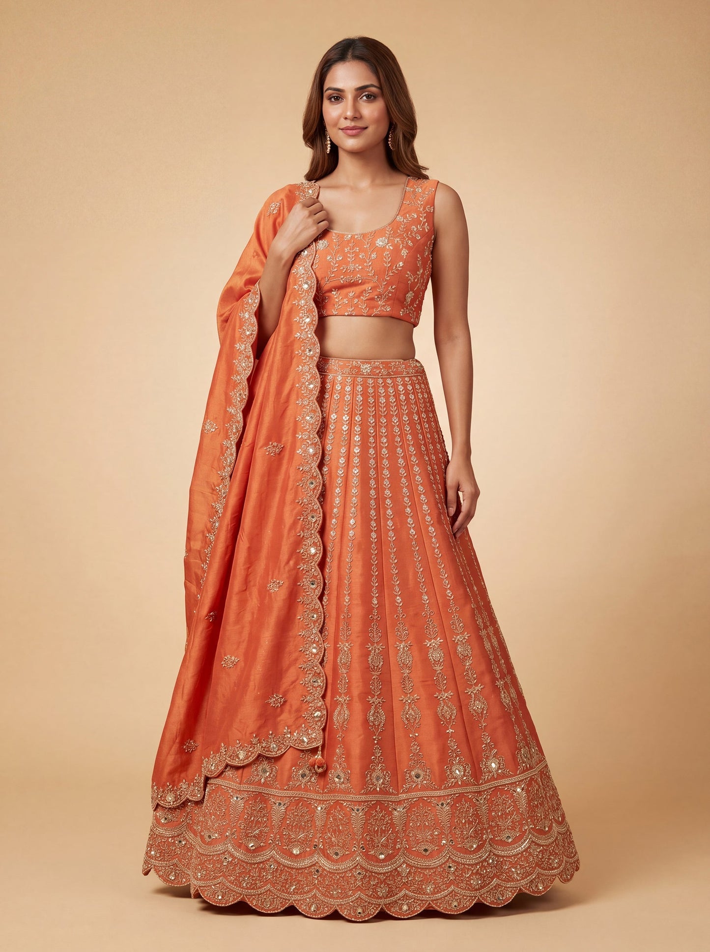 Pheras Orange Bridal Lehenga