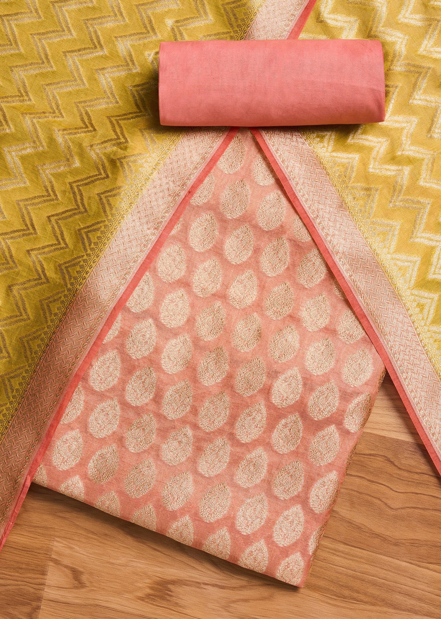 Pink Banarasi Brocade Suit