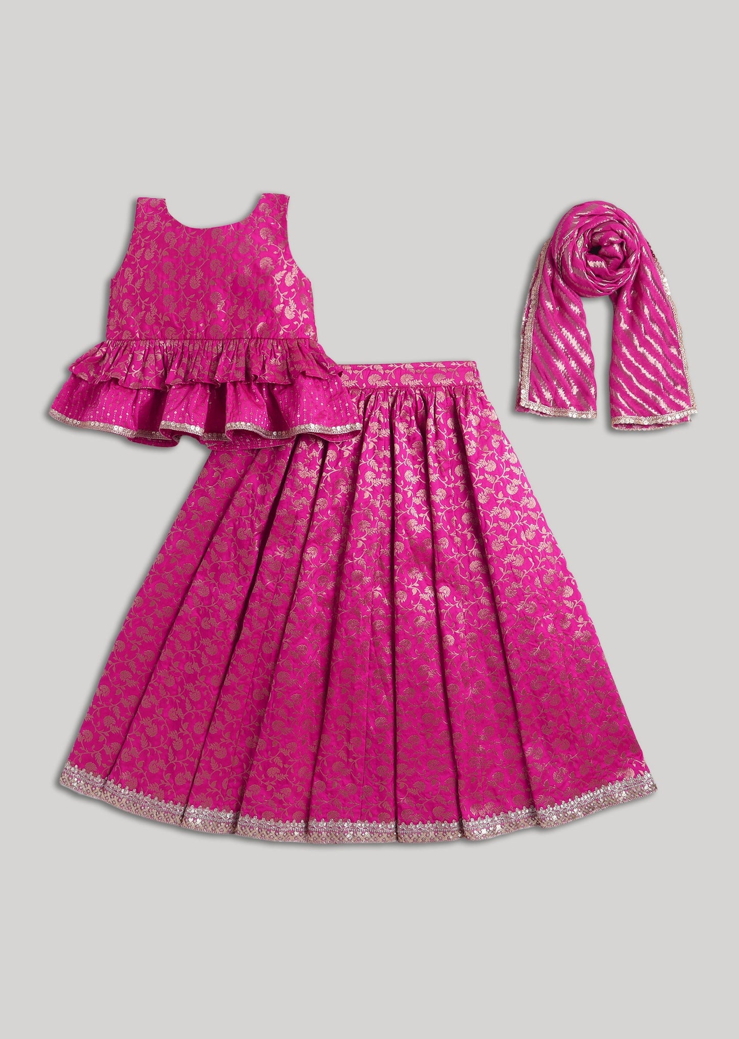 Pink Banarasi Silk Lehenga Set