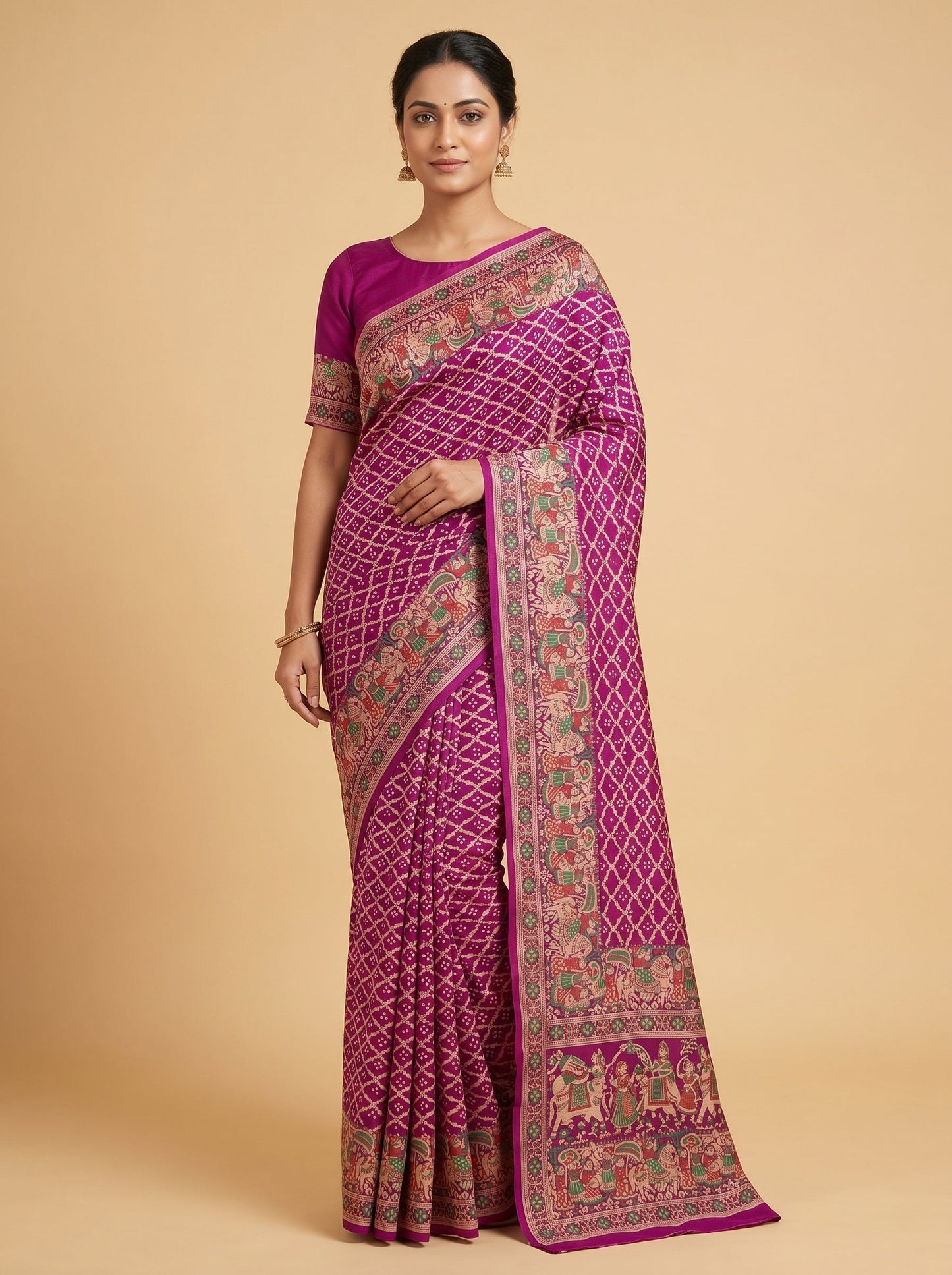 Pink Bandhani Saree with Vibrant Essence