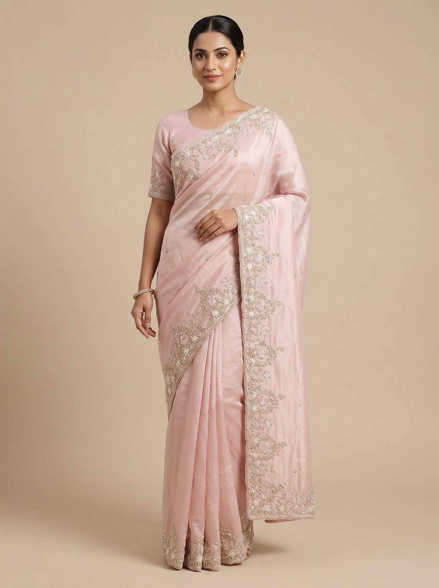 Pink Captivating Embroidered Saree