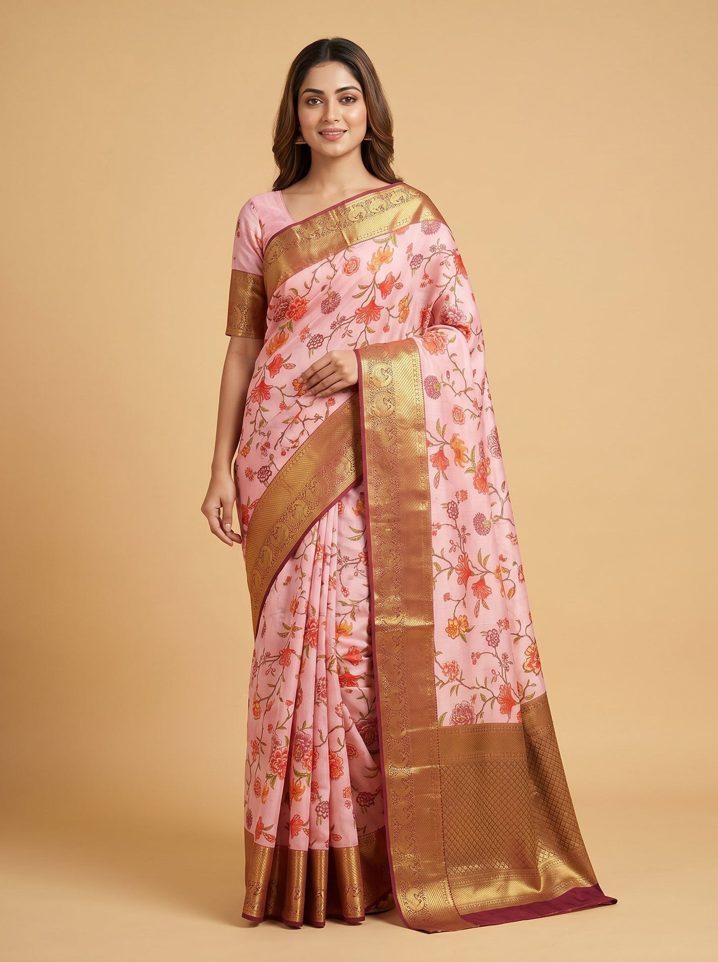 Pink Everyday Printed Saree