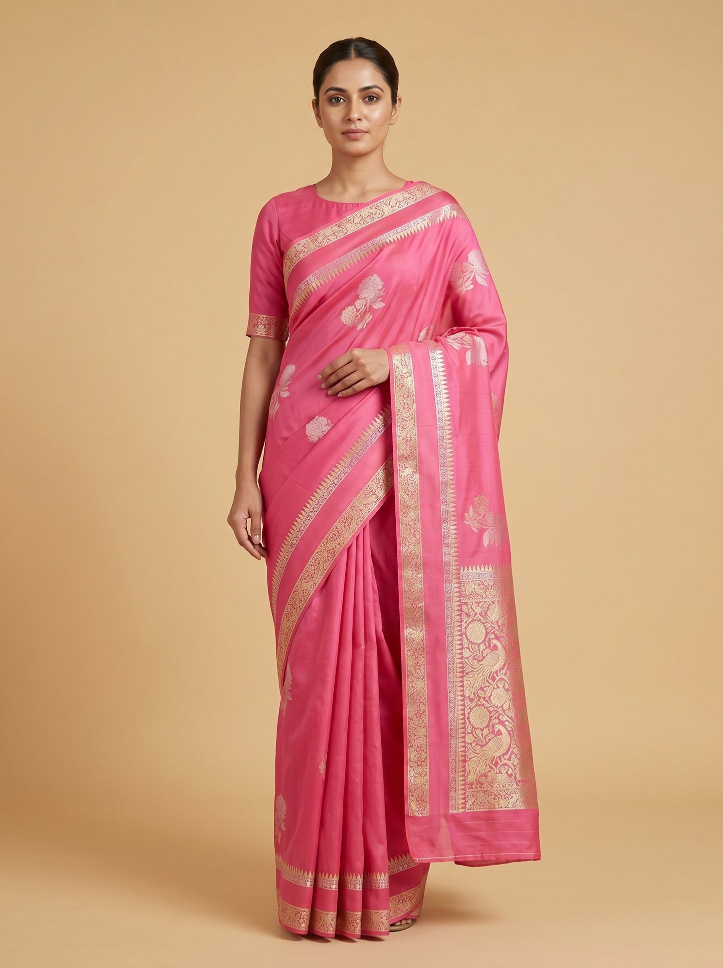 Pink Flowing Drop Handloom Saree