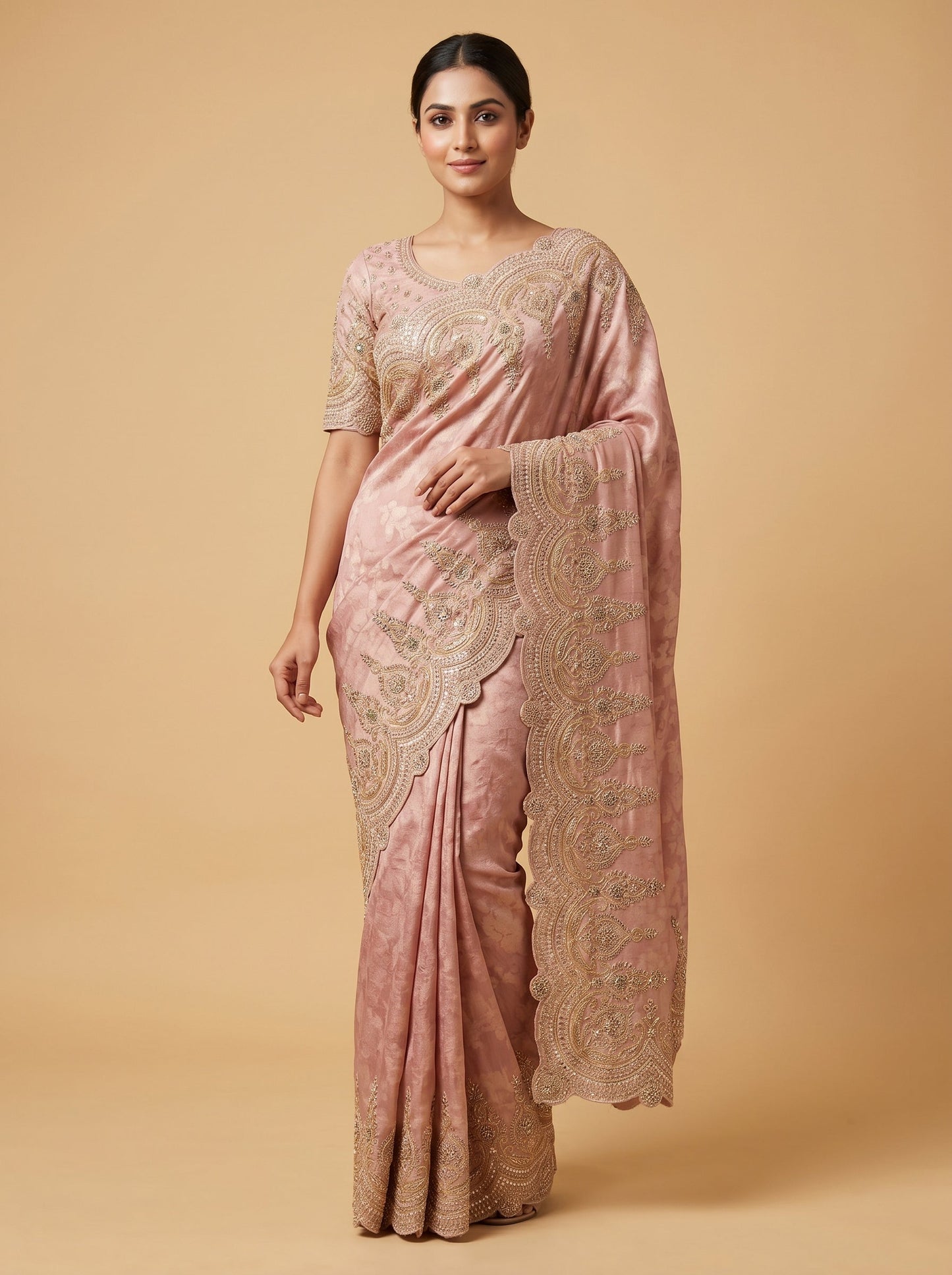 Pink Grace Embroidered Saree