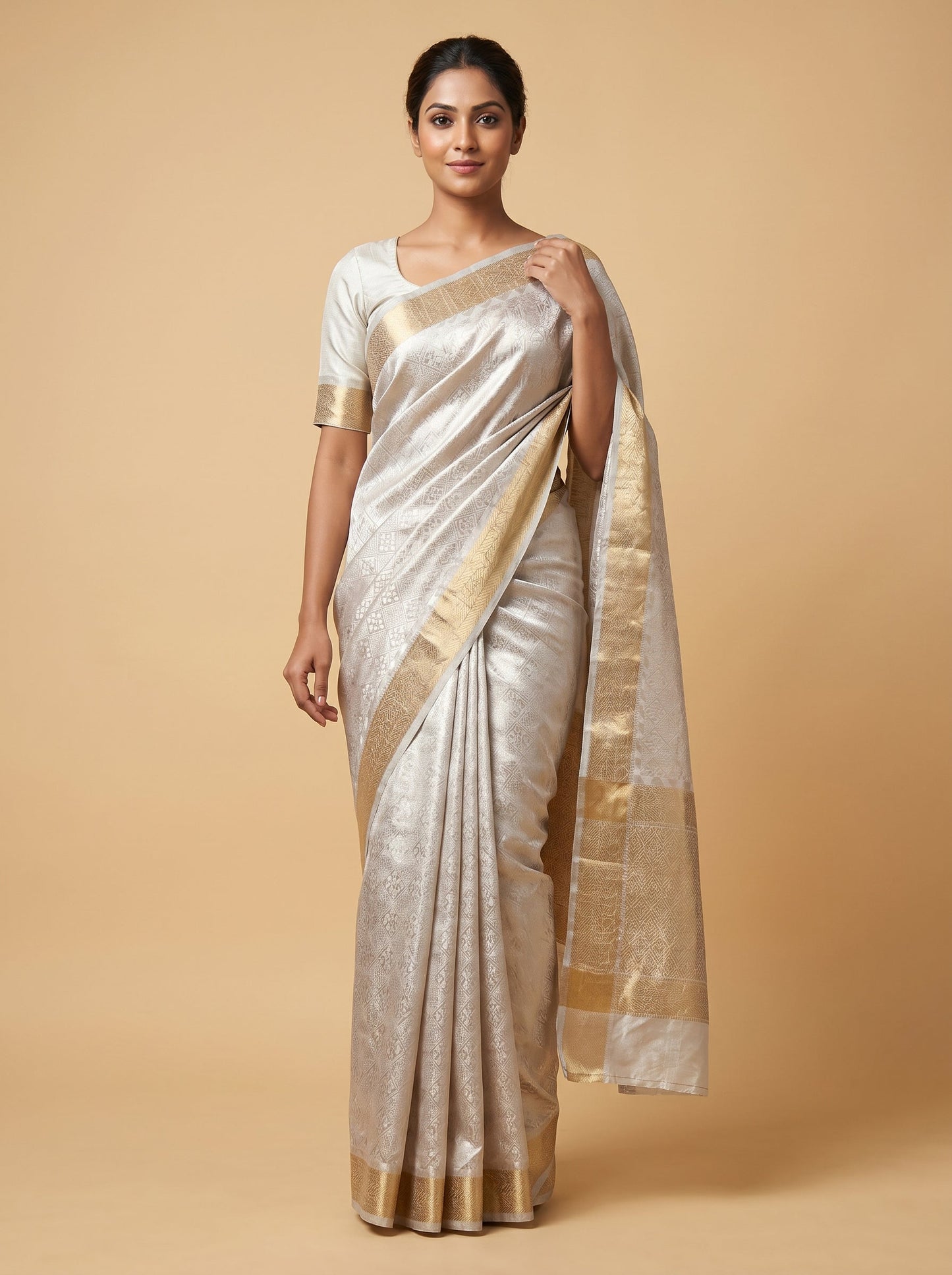 Pink Grey Blended Tone Handloom Saree