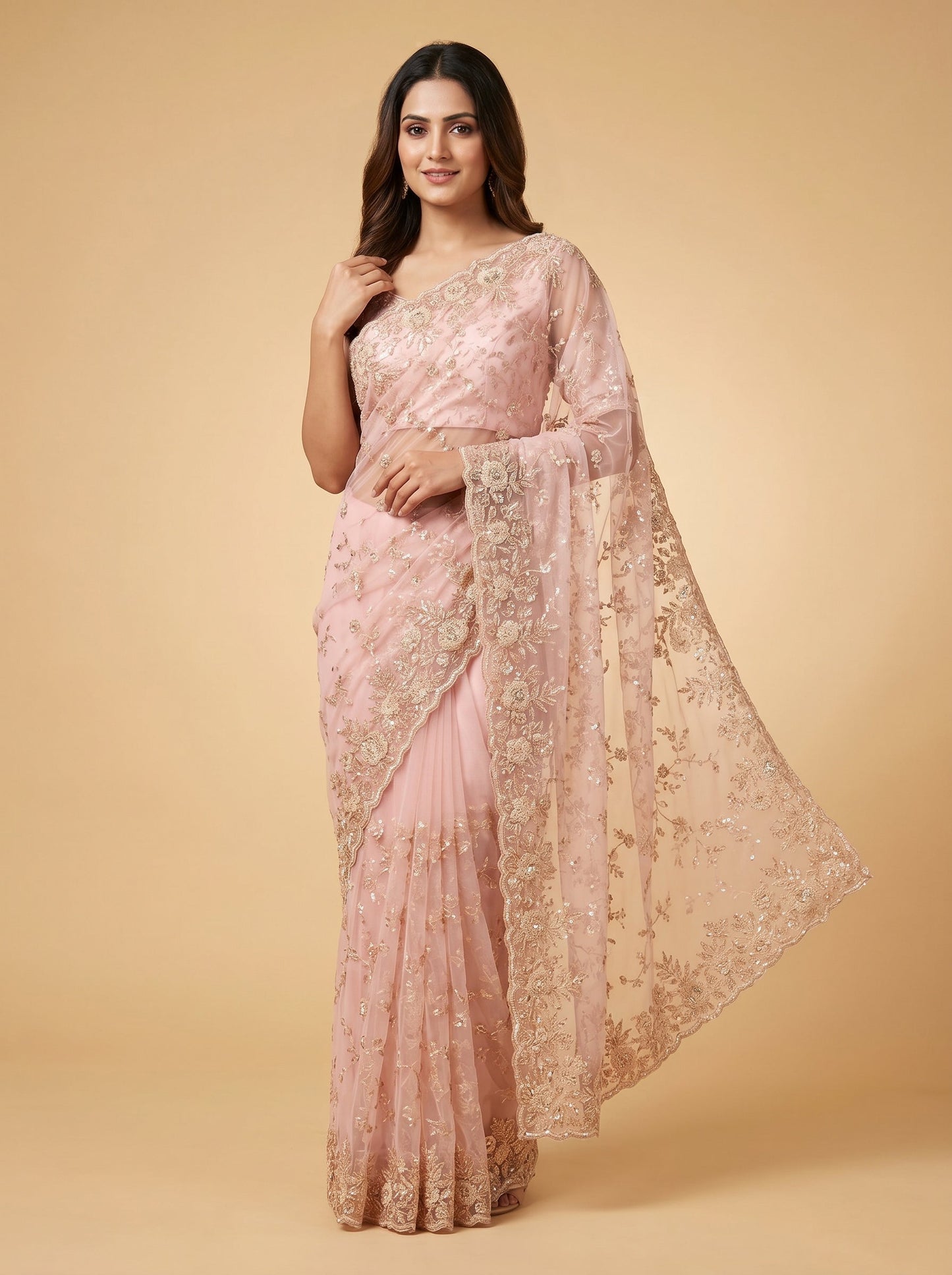 Pink Petal Sheen Handloom Saree