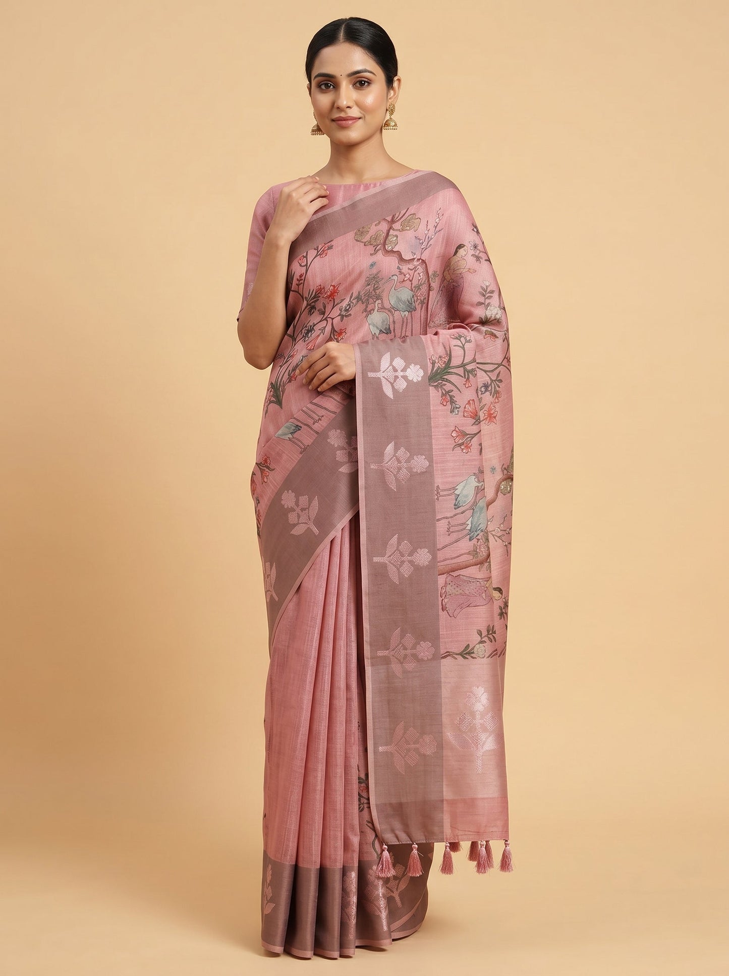 Pink Playful Print Saree