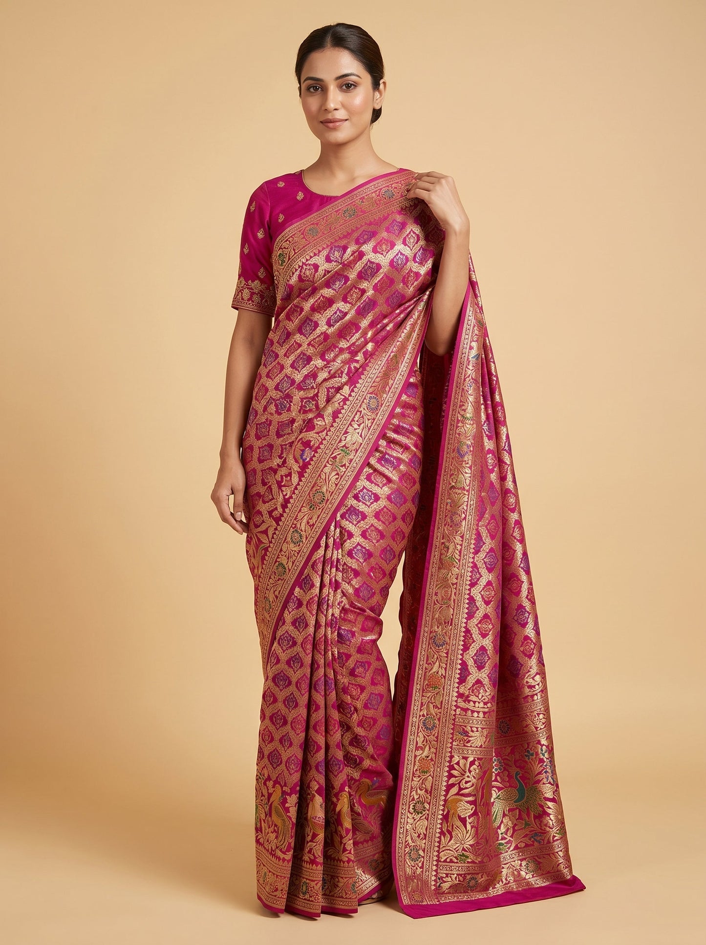 Pink Radiant Bandhani Saree