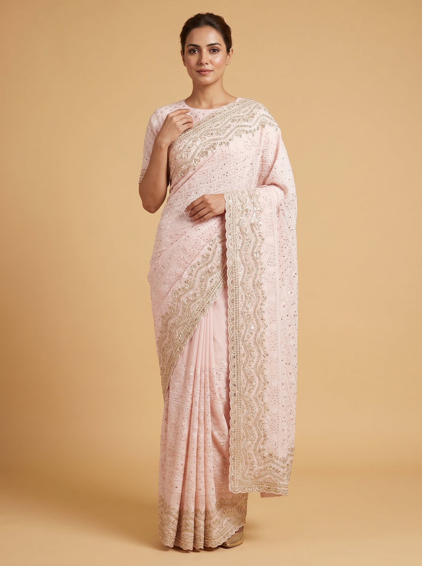 Pink Shiny Motif Saree