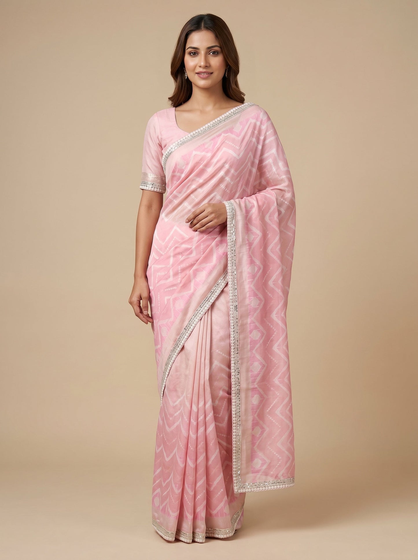 Pink Soft Embroidered Saree
