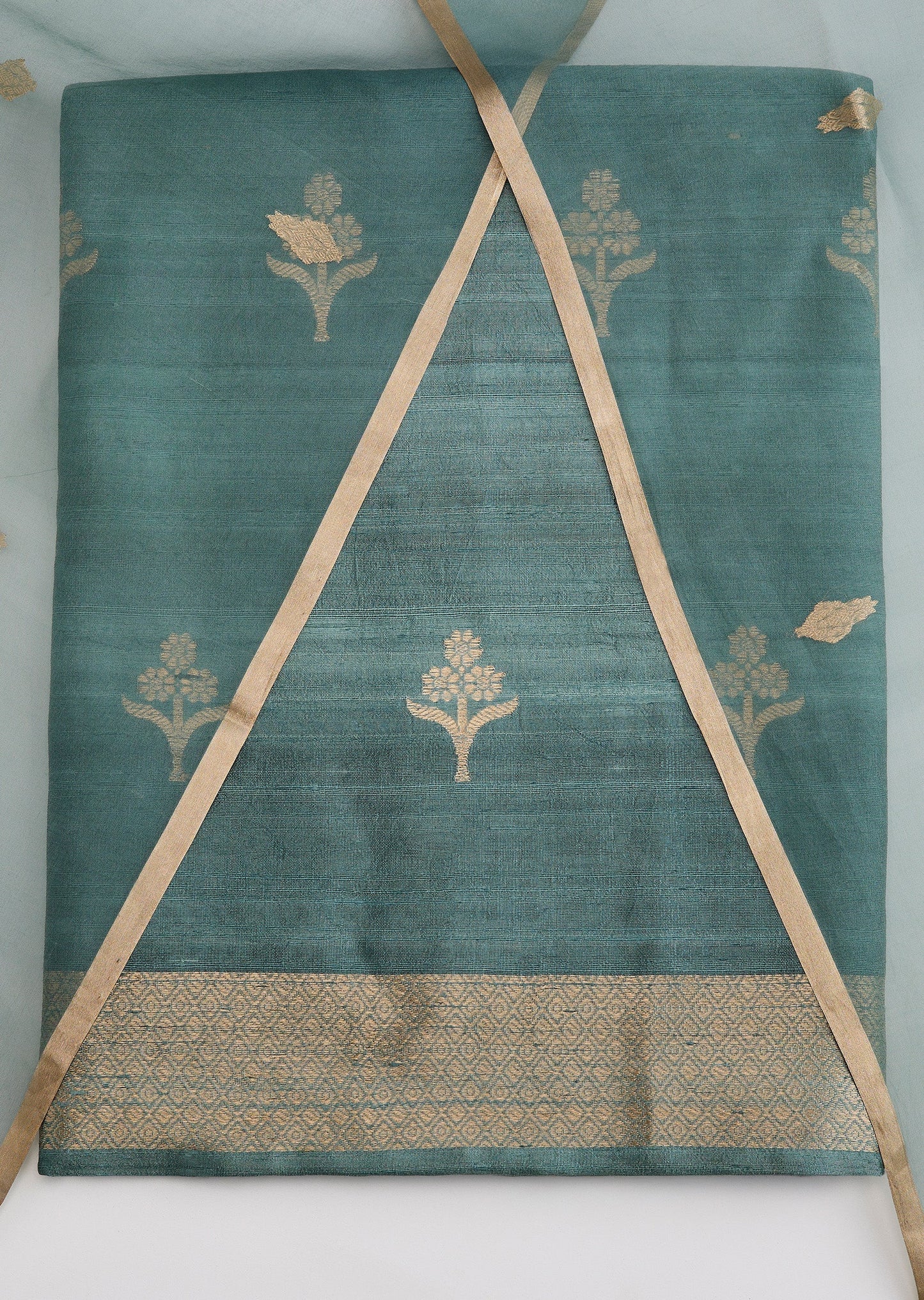 Pista Green Banarasi Silk Unstitched Suit With Dupatta